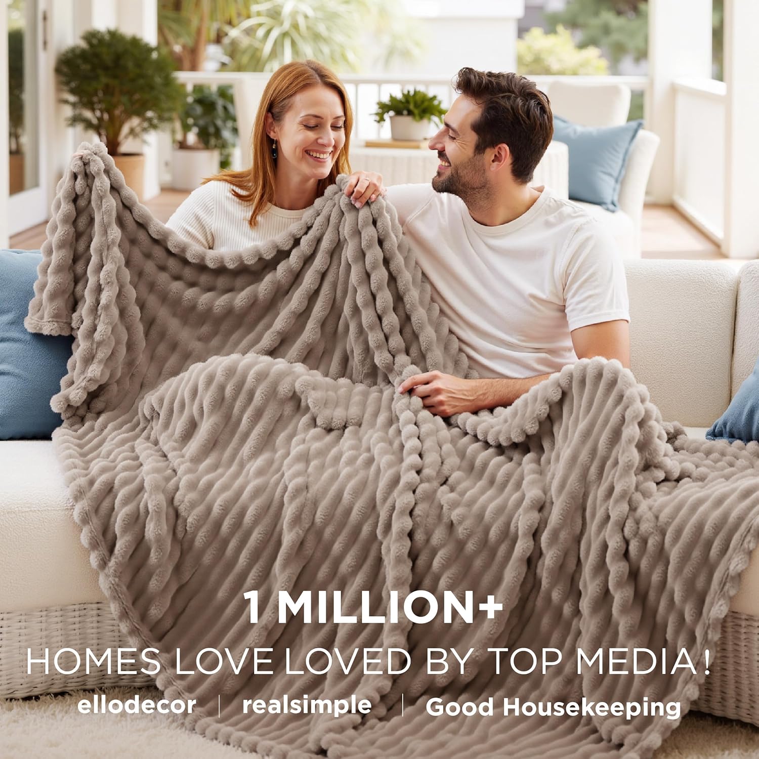 Bedsure Blanket for Couch, Super Cozy Soft Throw Blankets for Women, Cute Small Plush Fleece Throws for Girls, Off White, 50x60 Inches