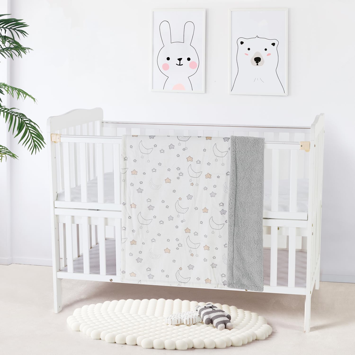 CREVENT Minky Baby Blanket for Girls Boys, Soft Plush Receiving Blanket for Newborns - 76x102cm (Animal)