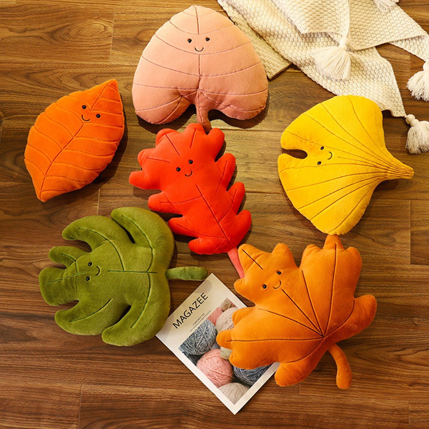 TONGSONG Soft Plush Maple Leaf Pillow Stuffed Animal Toy Plushies Home Decor for Lover on Birthday and Holiday