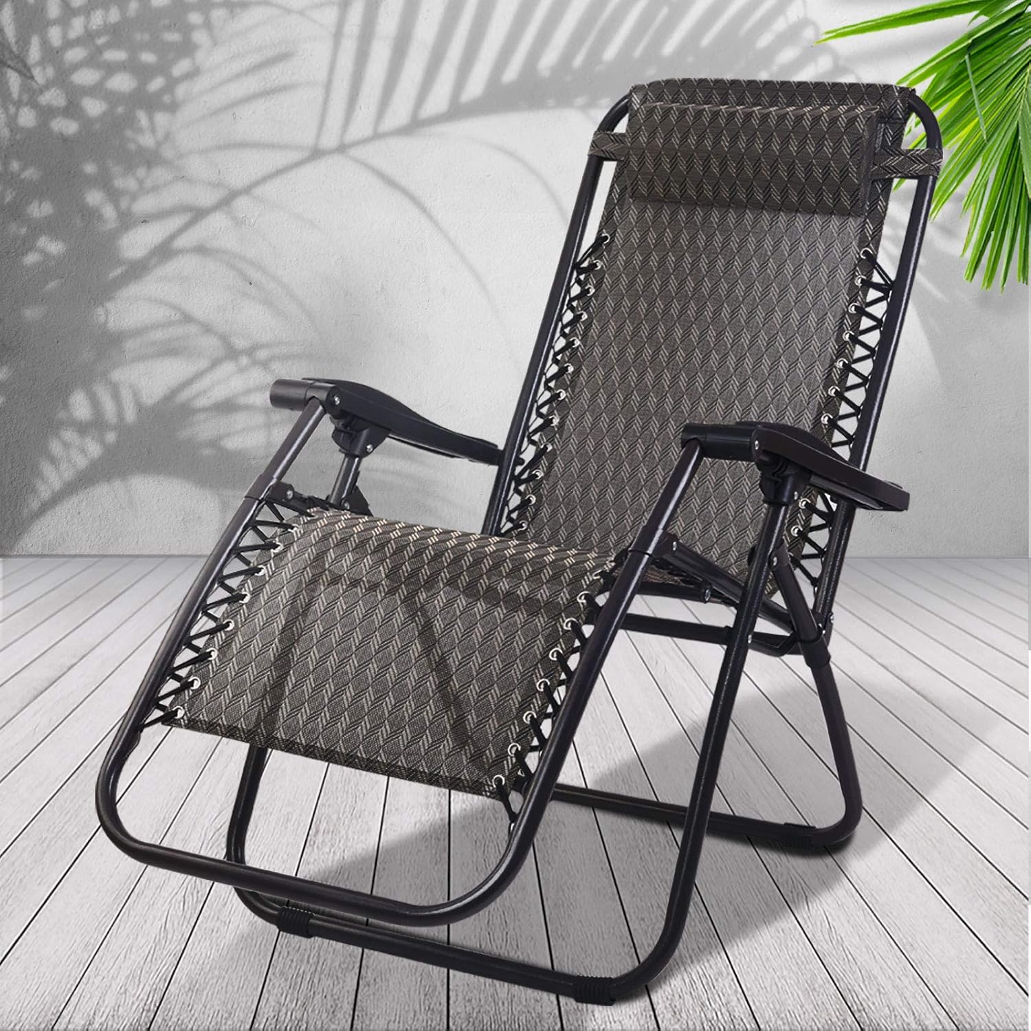 Gardeon Zero Gravity Portable Reclining Lounge Folding Outdoor Camping Beach Chair Black