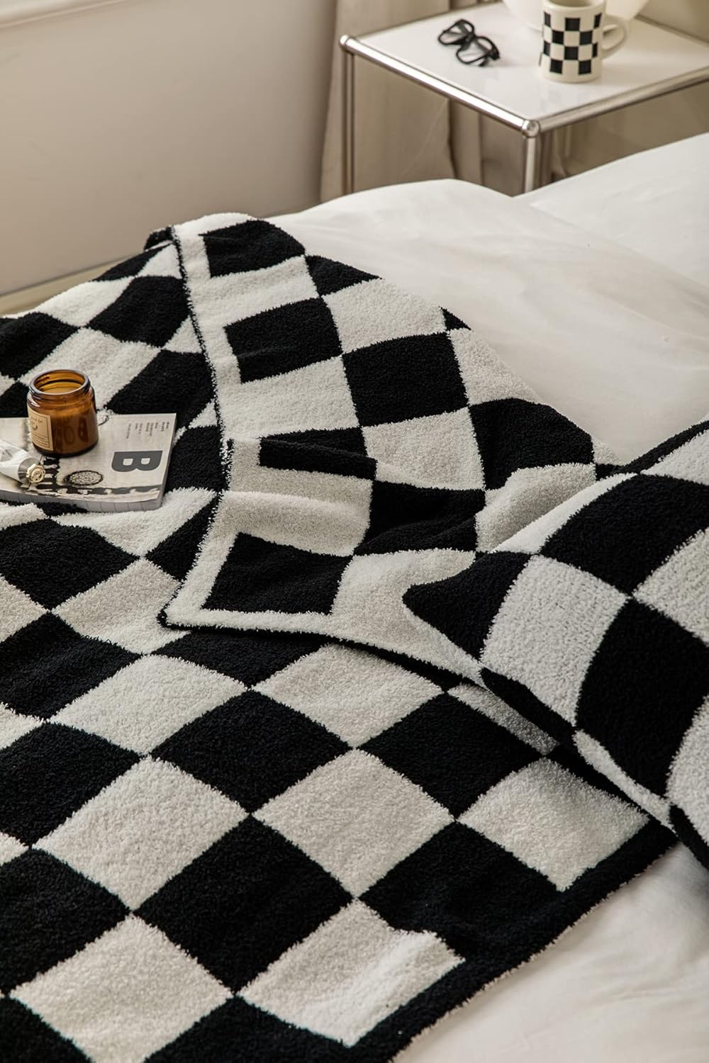 REPRECONF ZASTION Plaid Throw Blanket Ultra Soft Cozy Microfiber Knitted Lightweight Fleece Blanket for Couch Bed Travel Cream 130cm x 150cm