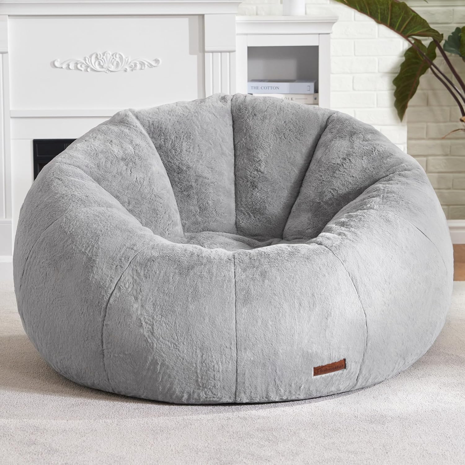 Hobestluk Bean Bag Chairs Large Bean Bag Couch for Adults Stuffed Lazy Sofa Chair Comfy Floor Chair with Spacious Design for Reading, Gaming or Relaxing (GREY)