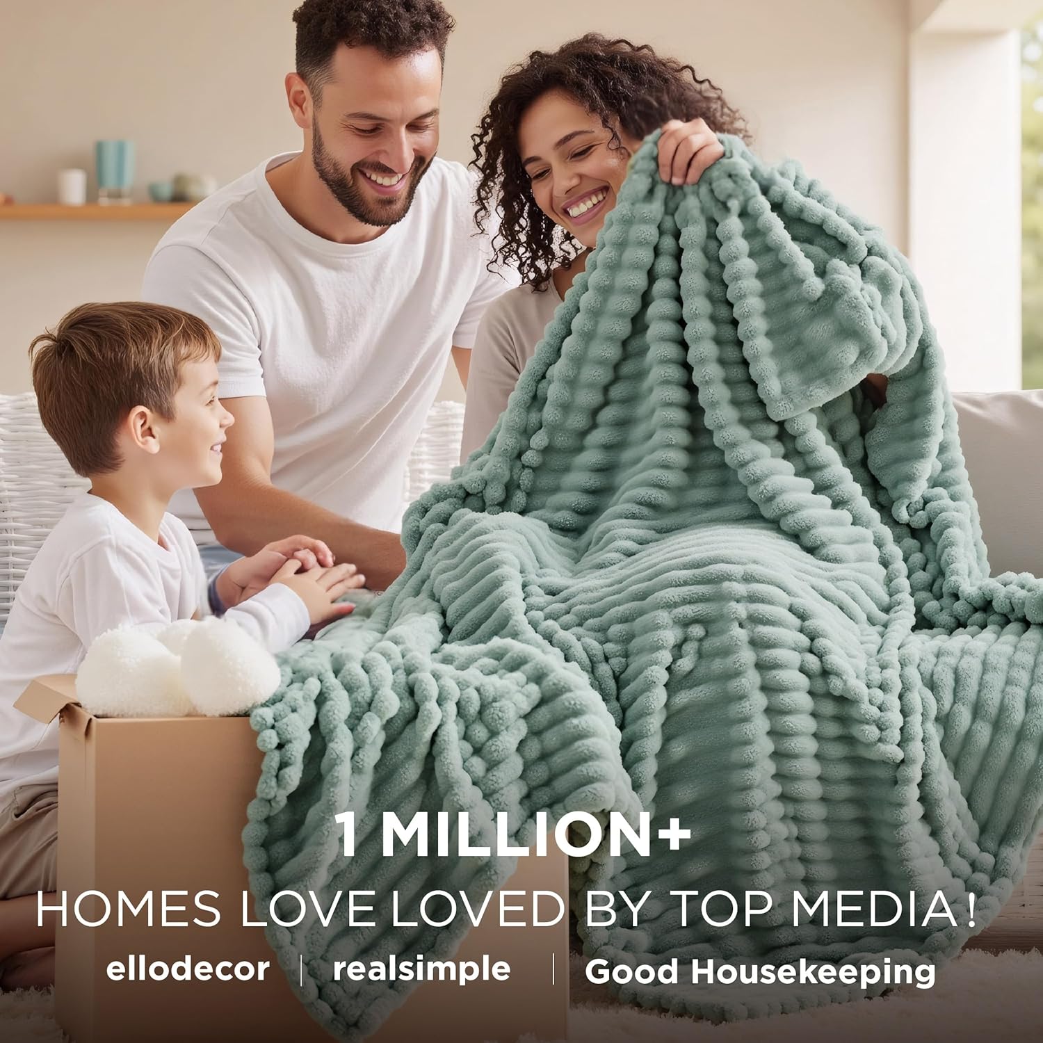 Bedsure Blanket for Couch, Super Cozy Soft Throw Blankets for Women, Cute Small Plush Fleece Throws for Girls, Off White, 50x60 Inches