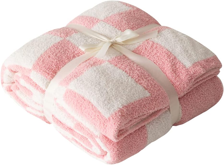 REPRECONF ZASTION Plaid Throw Blanket Ultra Soft Cozy Microfiber Knitted Lightweight Fleece Blanket for Couch Bed Travel Cream 130cm x 150cm