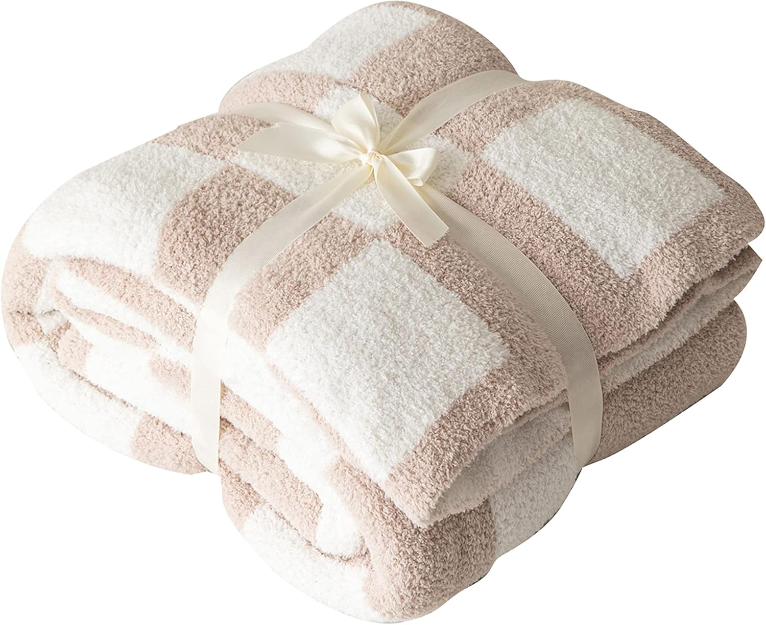 REPRECONF ZASTION Plaid Throw Blanket Ultra Soft Cozy Microfiber Knitted Lightweight Fleece Blanket for Couch Bed Travel Cream 130cm x 150cm