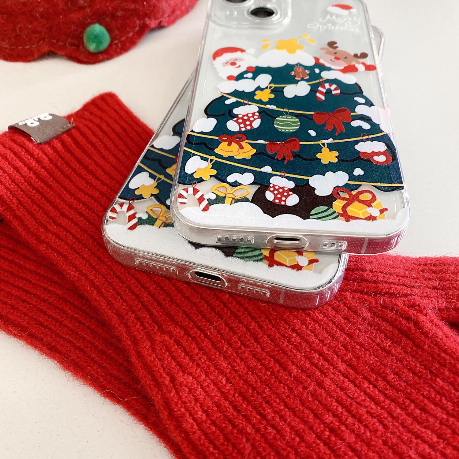 Christmas Phone Case for iPhone 11-17 Cute Merry Christmas Pattern Case Compatible with Magsafe Red Xmas Santa Tree Candy Pattern Cover for Women and Girls - Gingerbread