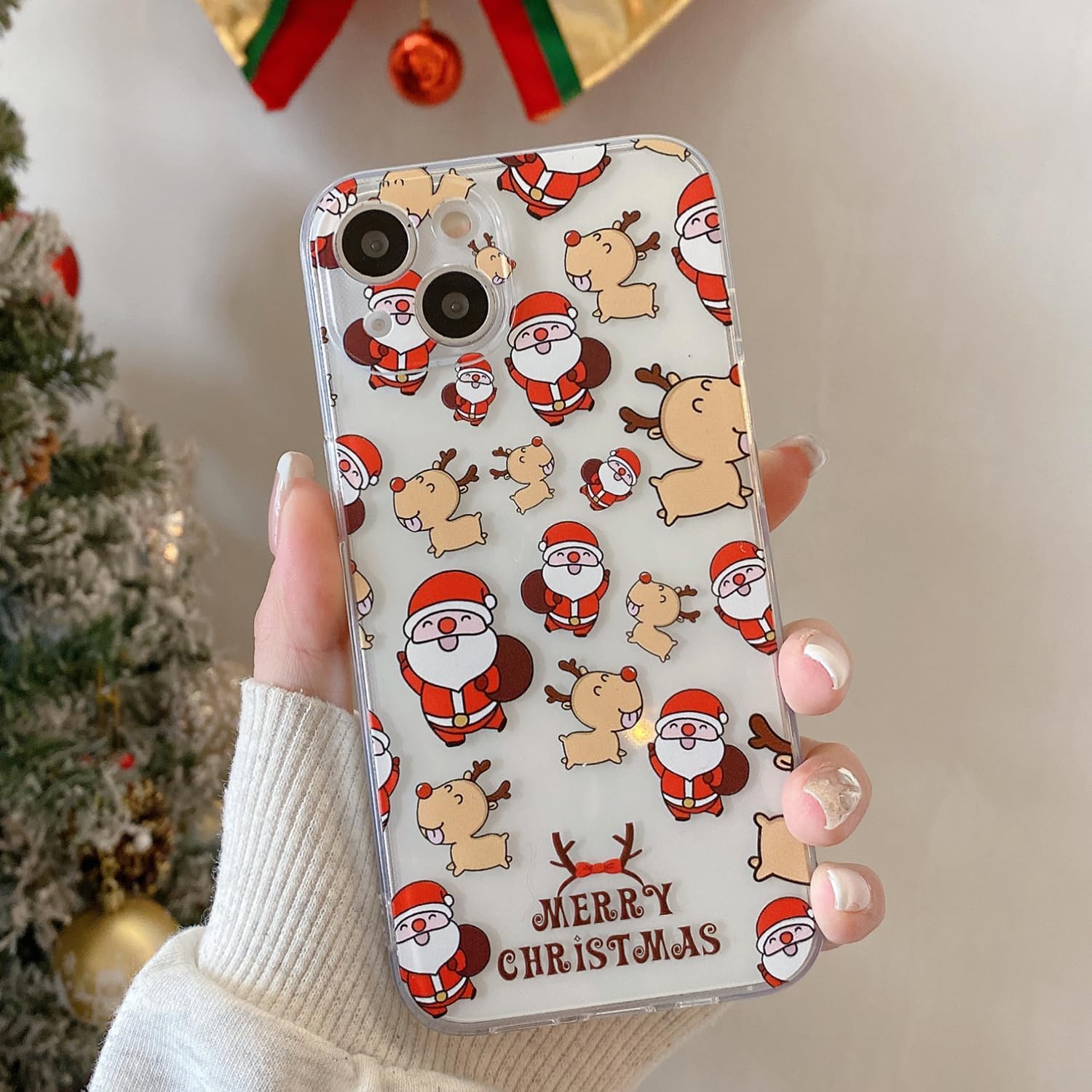 Christmas Phone Case for iPhone 11-17 Cute Merry Christmas Pattern Case Compatible with Magsafe Red Xmas Santa Tree Candy Pattern Cover for Women and Girls - Gingerbread