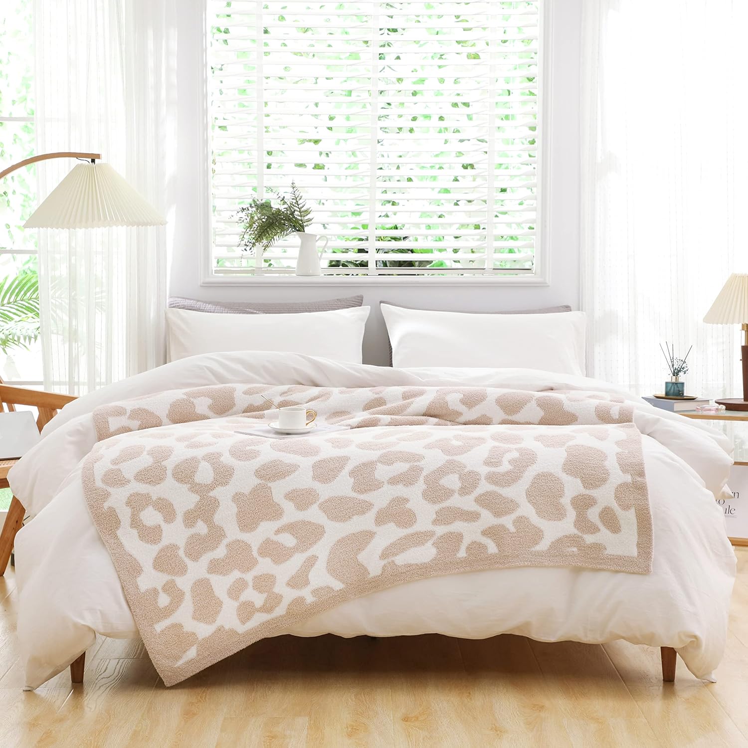 REPRECONF ZASTION Plaid Throw Blanket Ultra Soft Cozy Microfiber Knitted Lightweight Fleece Blanket for Couch Bed Travel Cream 130cm x 150cm