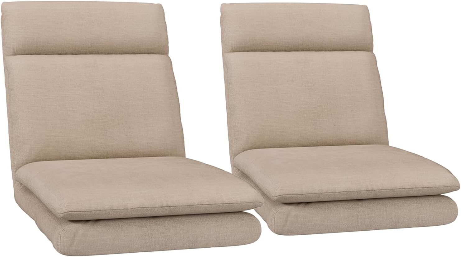 Artiss 2X Floor Chair, Adjustable Futon Lounge Sofa Bed Cushions Recliner Folding Stadium Chairs Cushion Couch Bed Outdoor Bedroom Living Room Furniture, Soft Backrest Easy Carry Space Saving Grey