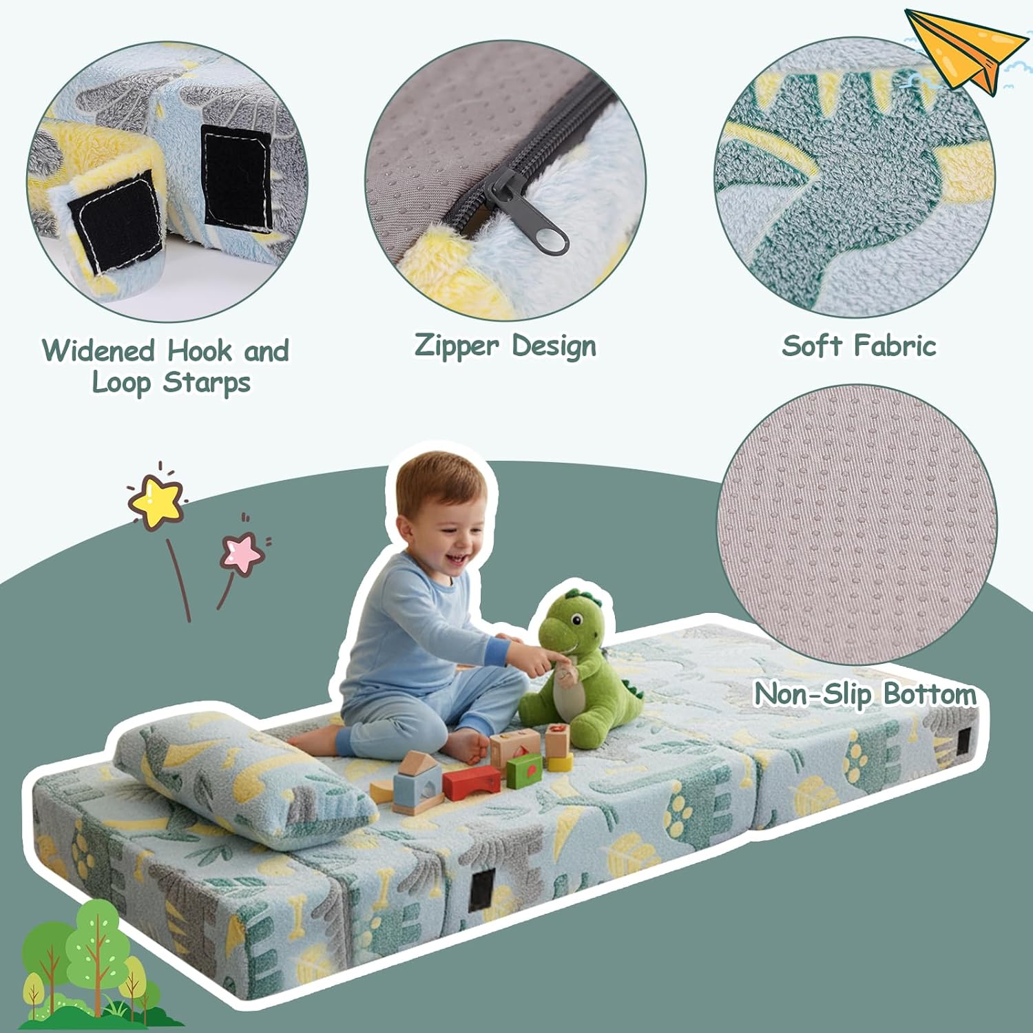 Tiita Folding Sofa Bed with Pillow 200x70x12cm Mattress&Plush Fabric Foldable Sofa Lounge Mat Pad,Floor Lounger Chair Bed for Living Room,Guest Room,Dorm,Apartment,Camping and Travel Use