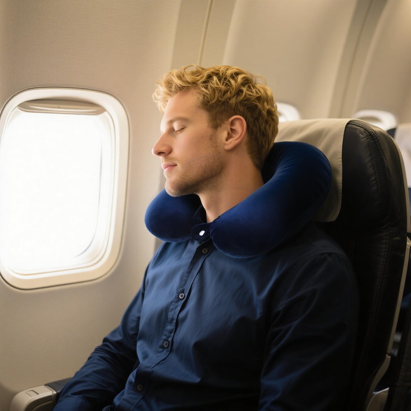 Guoxintech Travel Pillow Pure Memory Foam U Shaped Neck Pillow,Super Lightweight Portable Headrest Great for Airplane Chair, Train or Car Journeys Travel Pillow(Dark Blue)