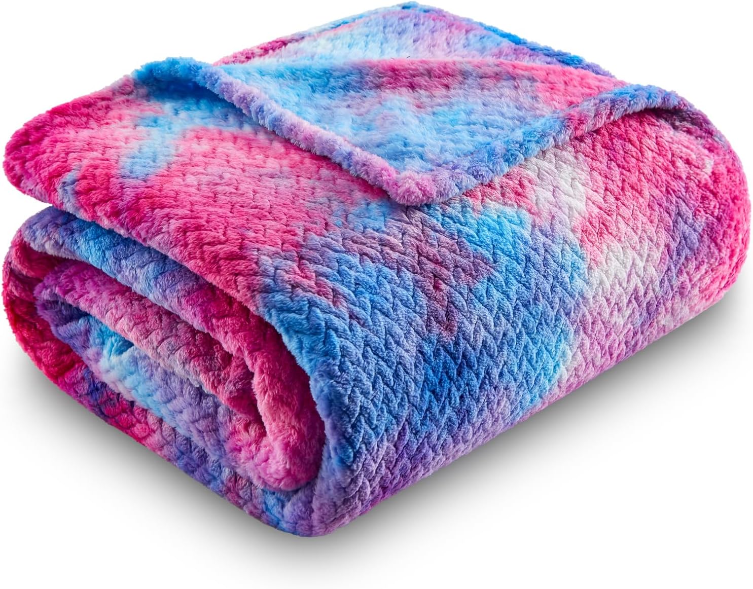 NEWCOSPLAY Super Soft Throw Blanket Deep Purple Rainbow Premium Silky Flannel Fleece Leaves Pattern Lightweight Bed Blanket All Season Use (Deep Purple Rainbow, Throw(50x60))