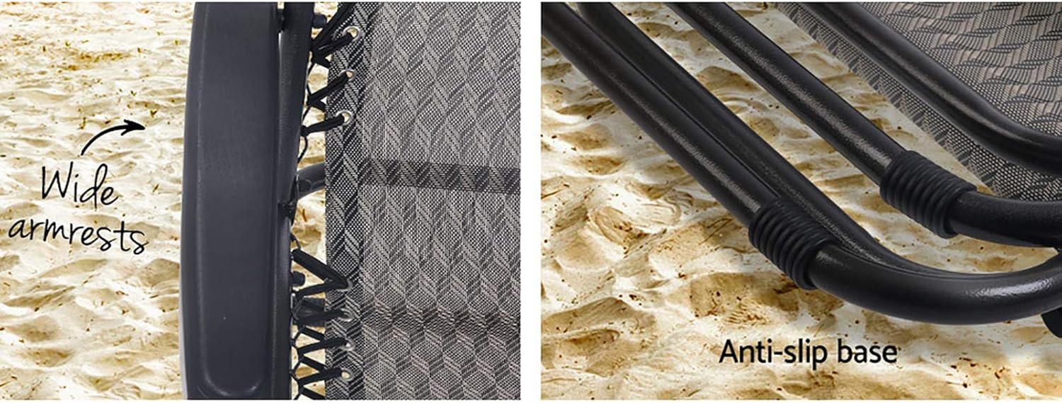 Gardeon Zero Gravity Portable Reclining Lounge Folding Outdoor Camping Beach Chair Black