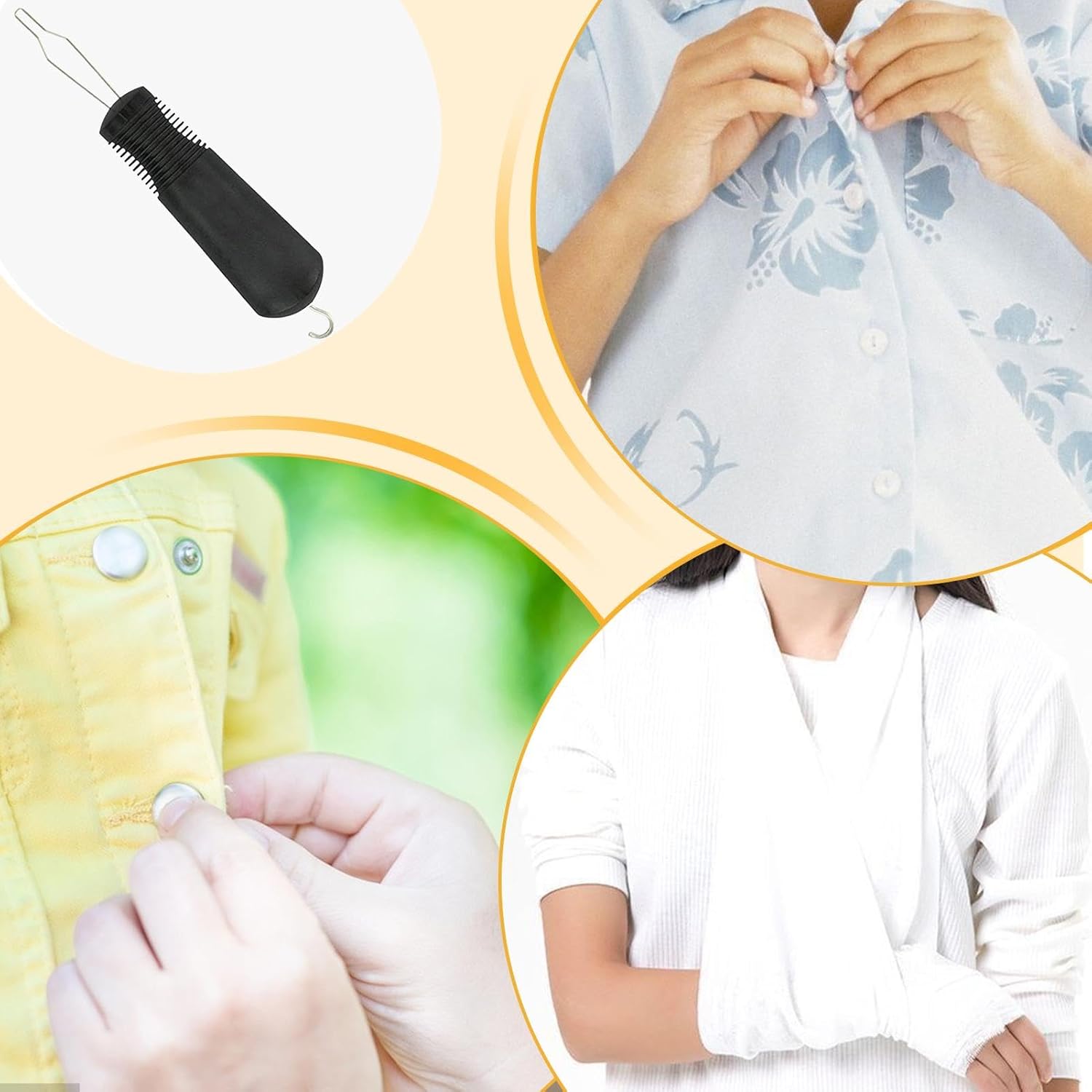 Elderly Button Aid - Button Assistance Tool, Button Helper Zipper Puller, Onee-Handed Button Device, Zipper Pull For Limited Hand Strength, Easy Use Button And Zipper Aid For Elderly With Weak Grip