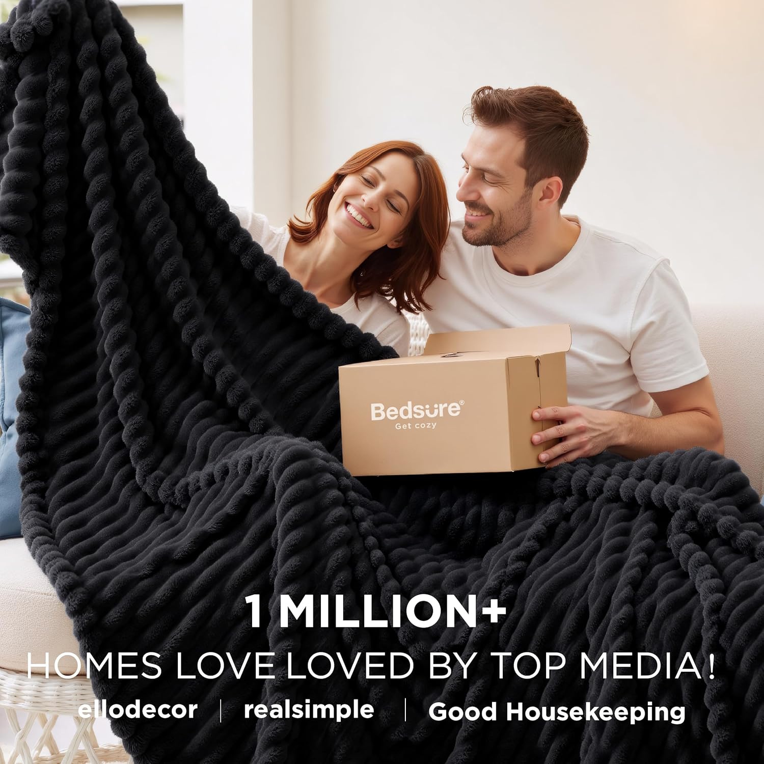 Bedsure Blanket for Couch, Super Cozy Soft Throw Blankets for Women, Cute Small Plush Fleece Throws for Girls, Off White, 50x60 Inches