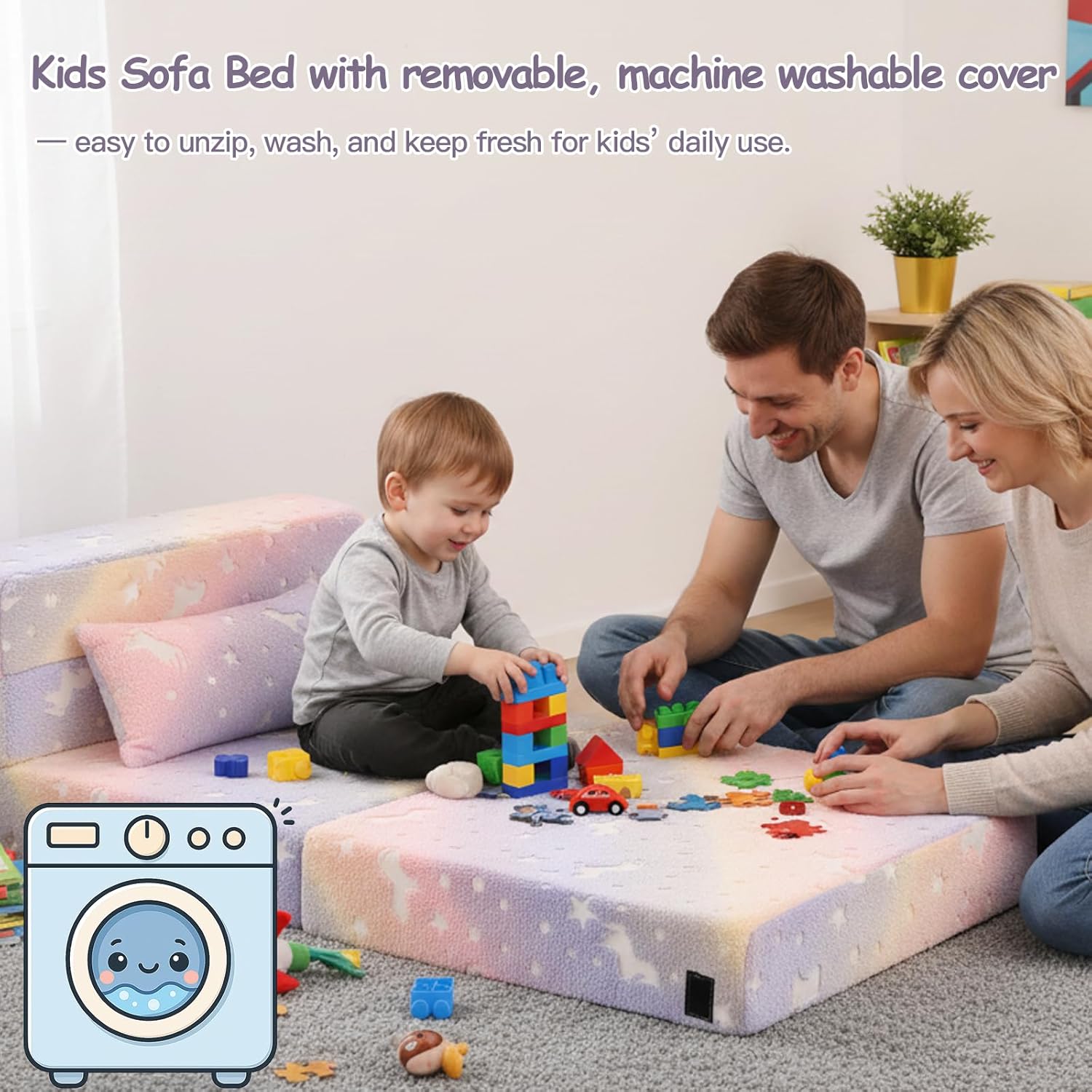 Tiita Folding Sofa Bed with Pillow 200x70x12cm Mattress&Plush Fabric Foldable Sofa Lounge Mat Pad,Floor Lounger Chair Bed for Living Room,Guest Room,Dorm,Apartment,Camping and Travel Use