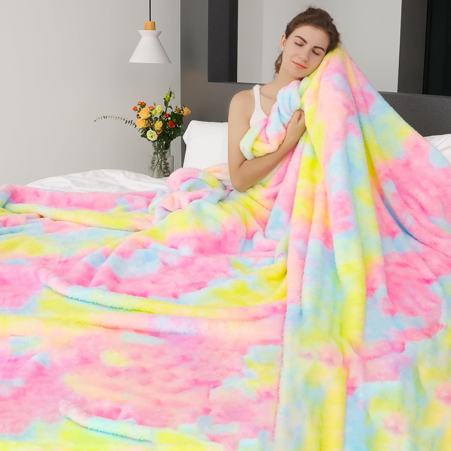 MUGD Blankets Fuzzy Soft Fleece Throw Blanket Cozy Soft Warm Throw Blanket for Bed
