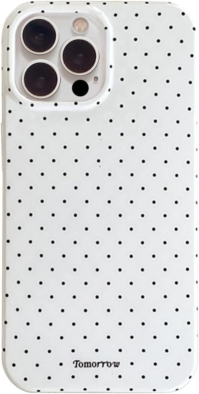 Sloveic for iPhone 16 Case with Cute Fashion Polka Dot Aesthetics Design Simple Case for Soft TPU Slim Protection Cover for Women Girls-White