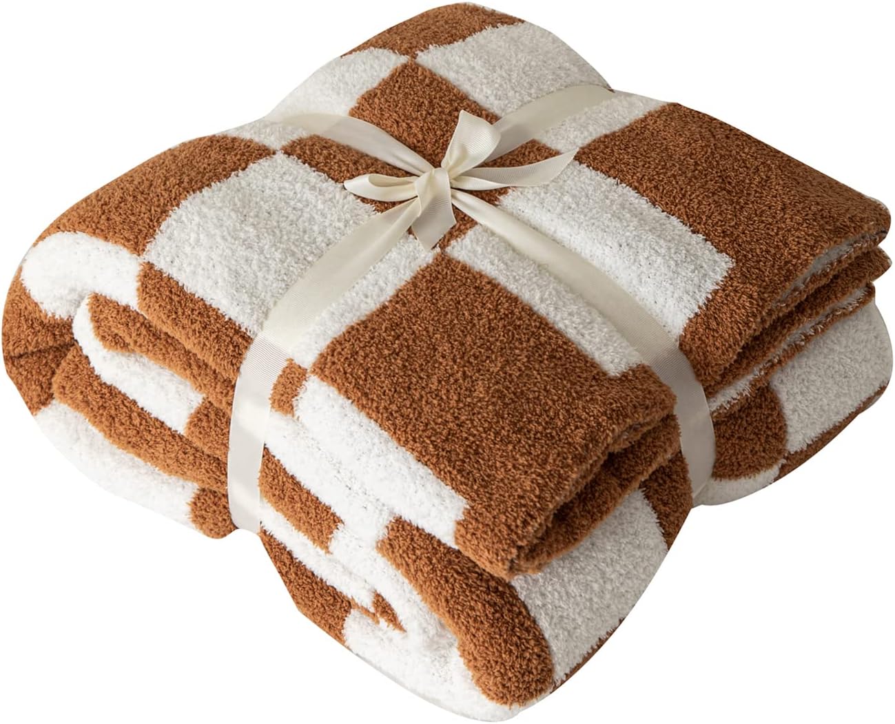 REPRECONF ZASTION Plaid Throw Blanket Ultra Soft Cozy Microfiber Knitted Lightweight Fleece Blanket for Couch Bed Travel Cream 130cm x 150cm