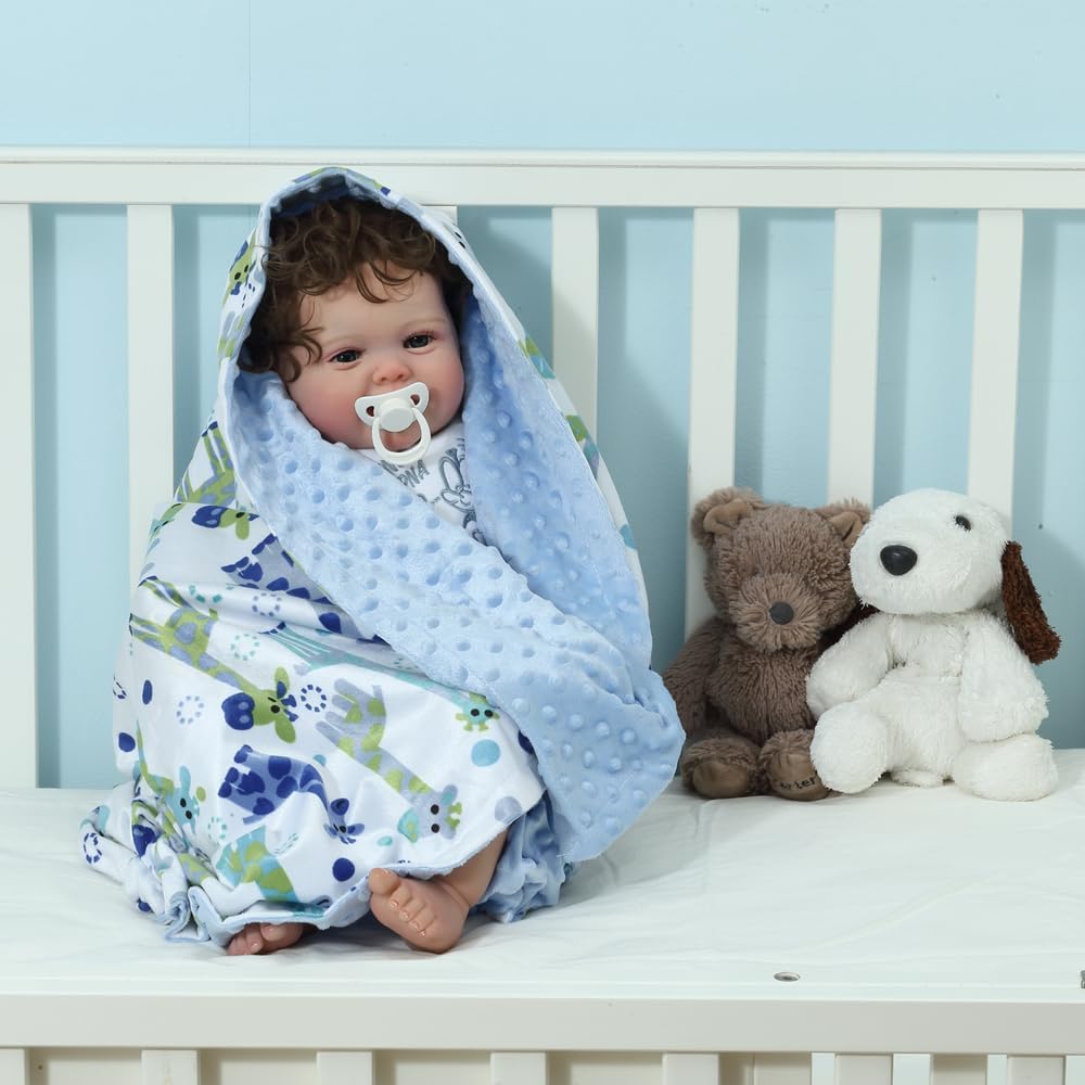 CREVENT Minky Baby Blanket for Girls Boys, Soft Plush Receiving Blanket for Newborns - 76x102cm (Animal)