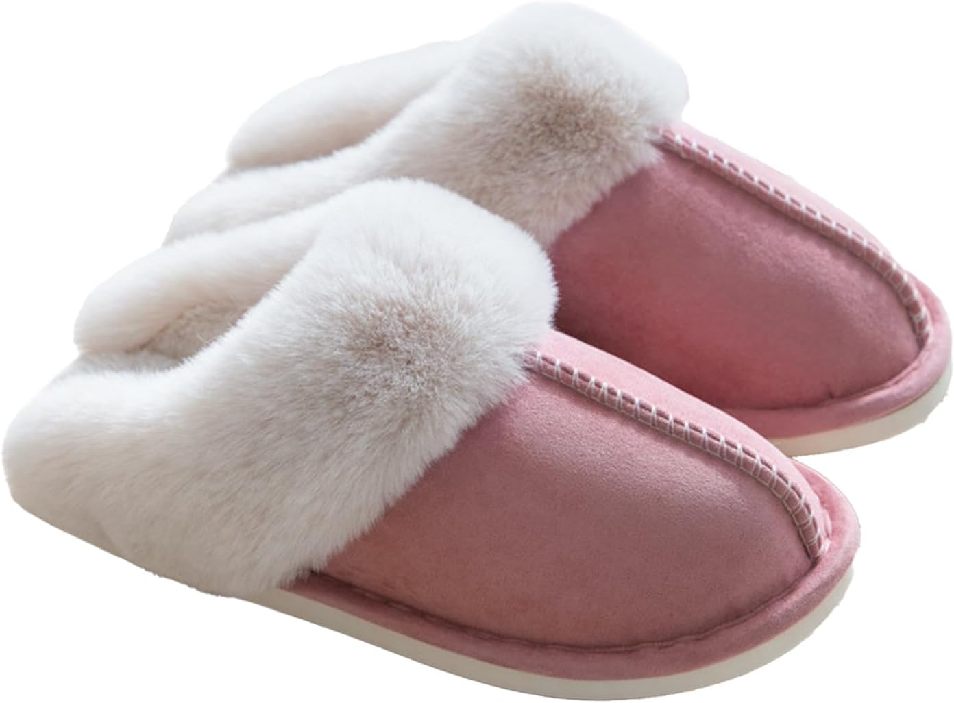 TopG Fuzzy Memory Foam Slippers Fluffy Winter House Slippers Suede Slippers with Faux Fur Collar Indoor Outdoor