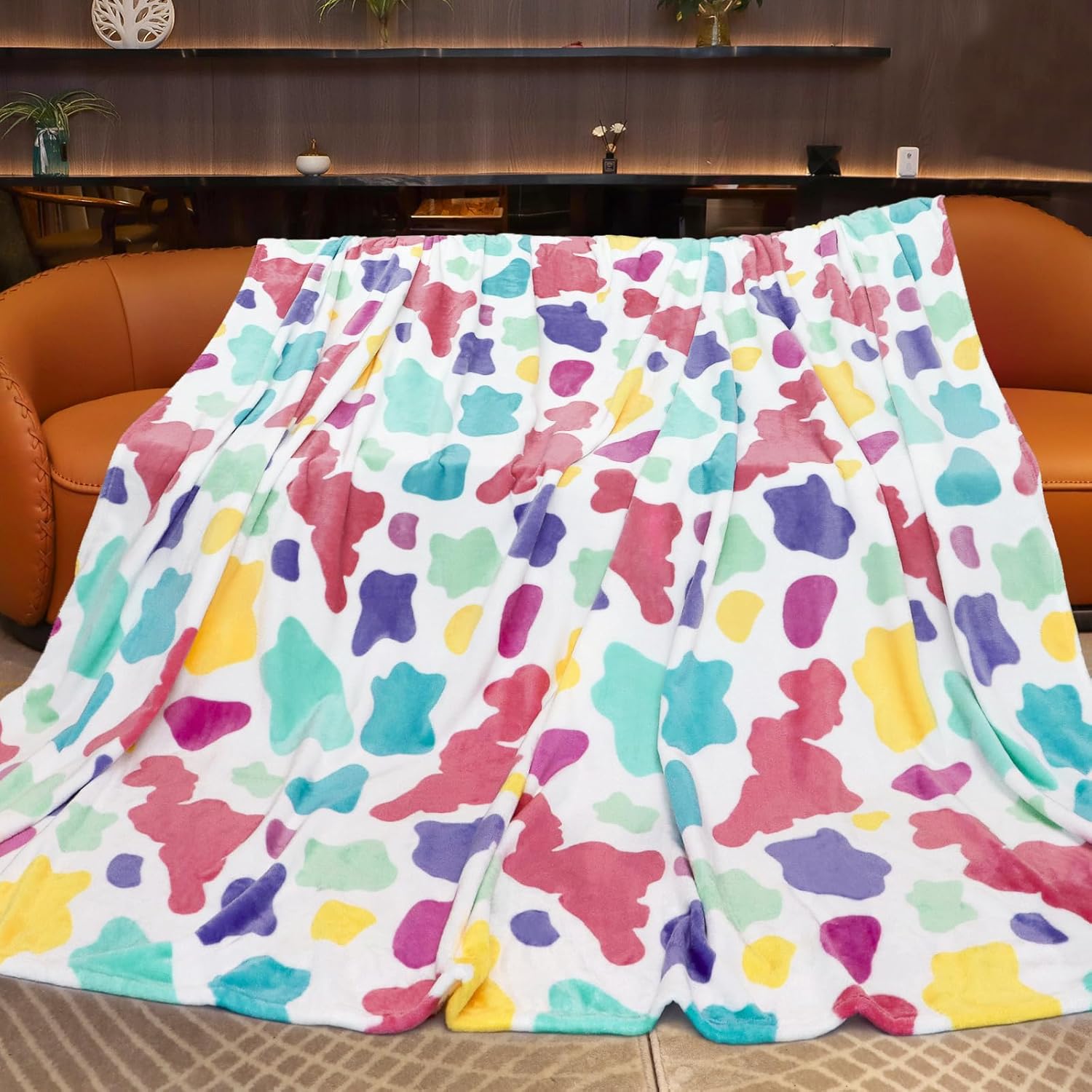 Blue Throw Blanket Soft Fleece Blankets Cyan Blue Lightweight Fuzzy Blanket Gifts Decor Stuff for Girls Women Teen Couch Bed