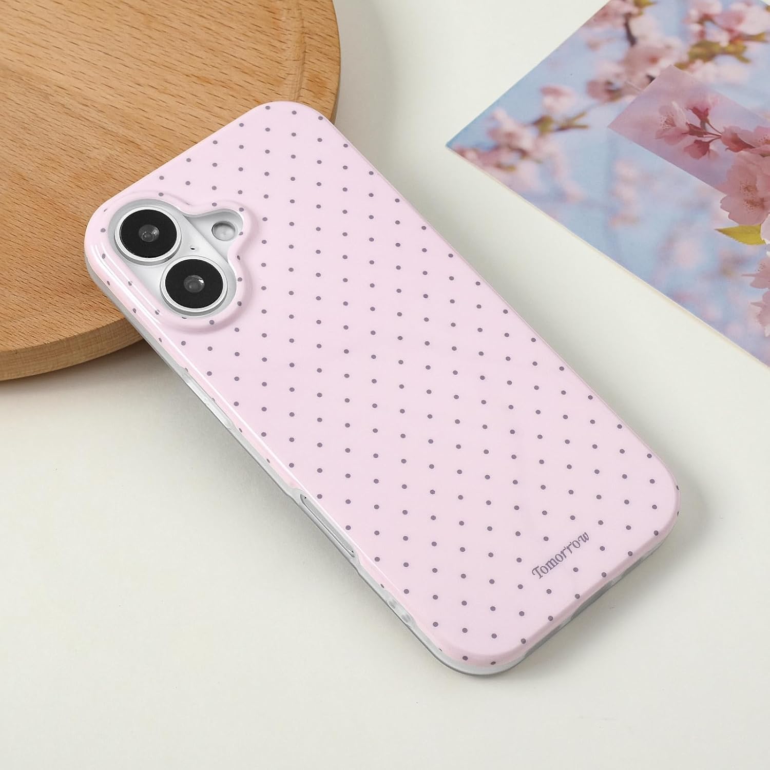 Sloveic for iPhone 16 Case with Cute Fashion Polka Dot Aesthetics Design Simple Case for Soft TPU Slim Protection Cover for Women Girls-White