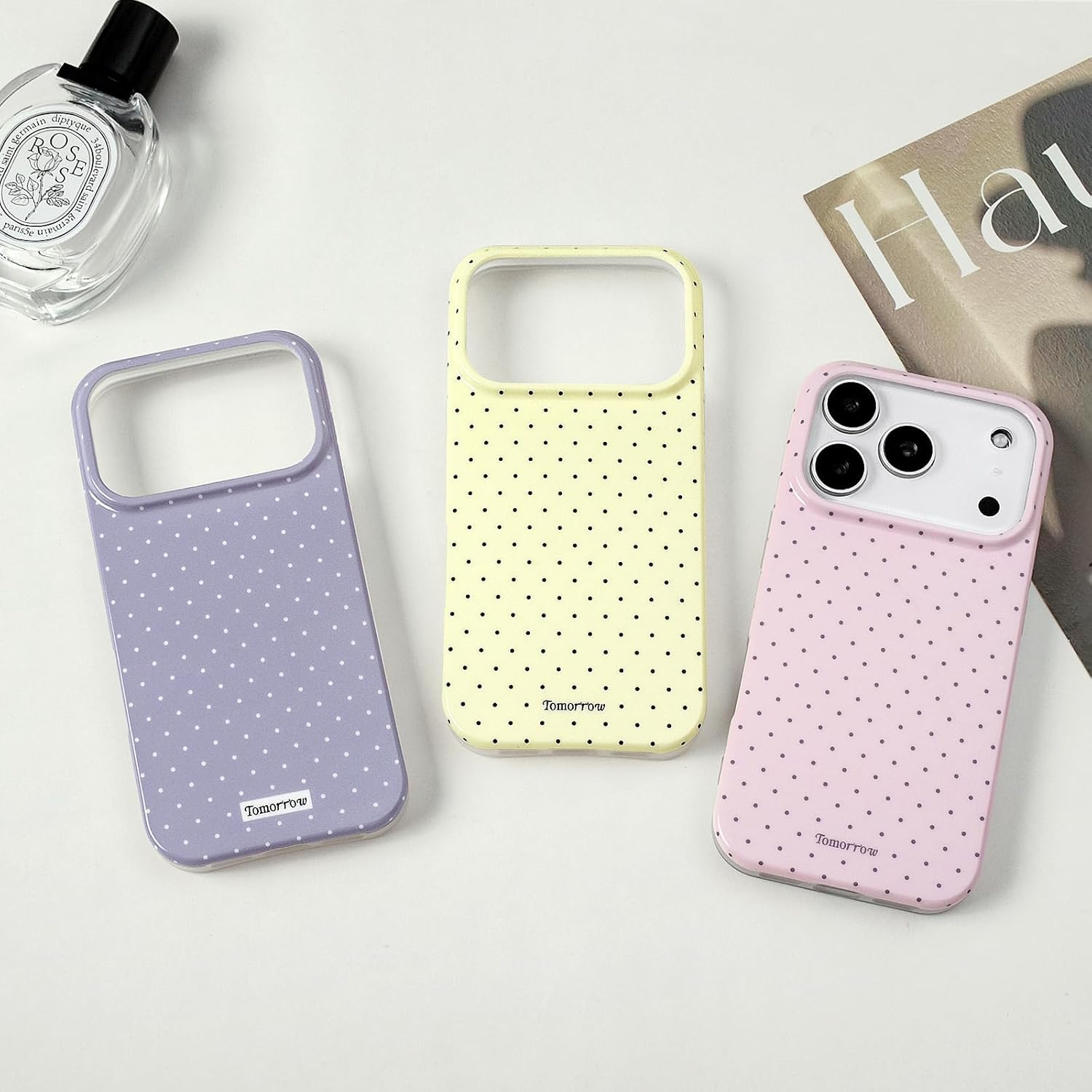 Sloveic for iPhone 16 Case with Cute Fashion Polka Dot Aesthetics Design Simple Case for Soft TPU Slim Protection Cover for Women Girls-White