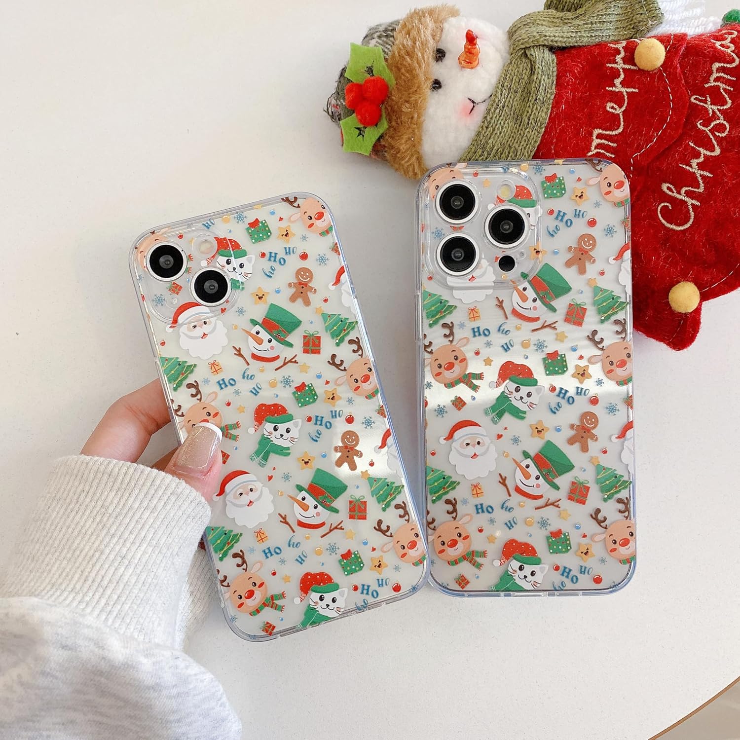 Christmas Phone Case for iPhone 11-17 Cute Merry Christmas Pattern Case Compatible with Magsafe Red Xmas Santa Tree Candy Pattern Cover for Women and Girls - Gingerbread