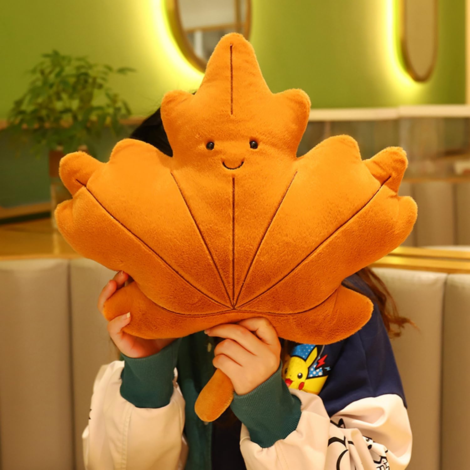 TONGSONG Soft Plush Maple Leaf Pillow Stuffed Animal Toy Plushies Home Decor for Lover on Birthday and Holiday
