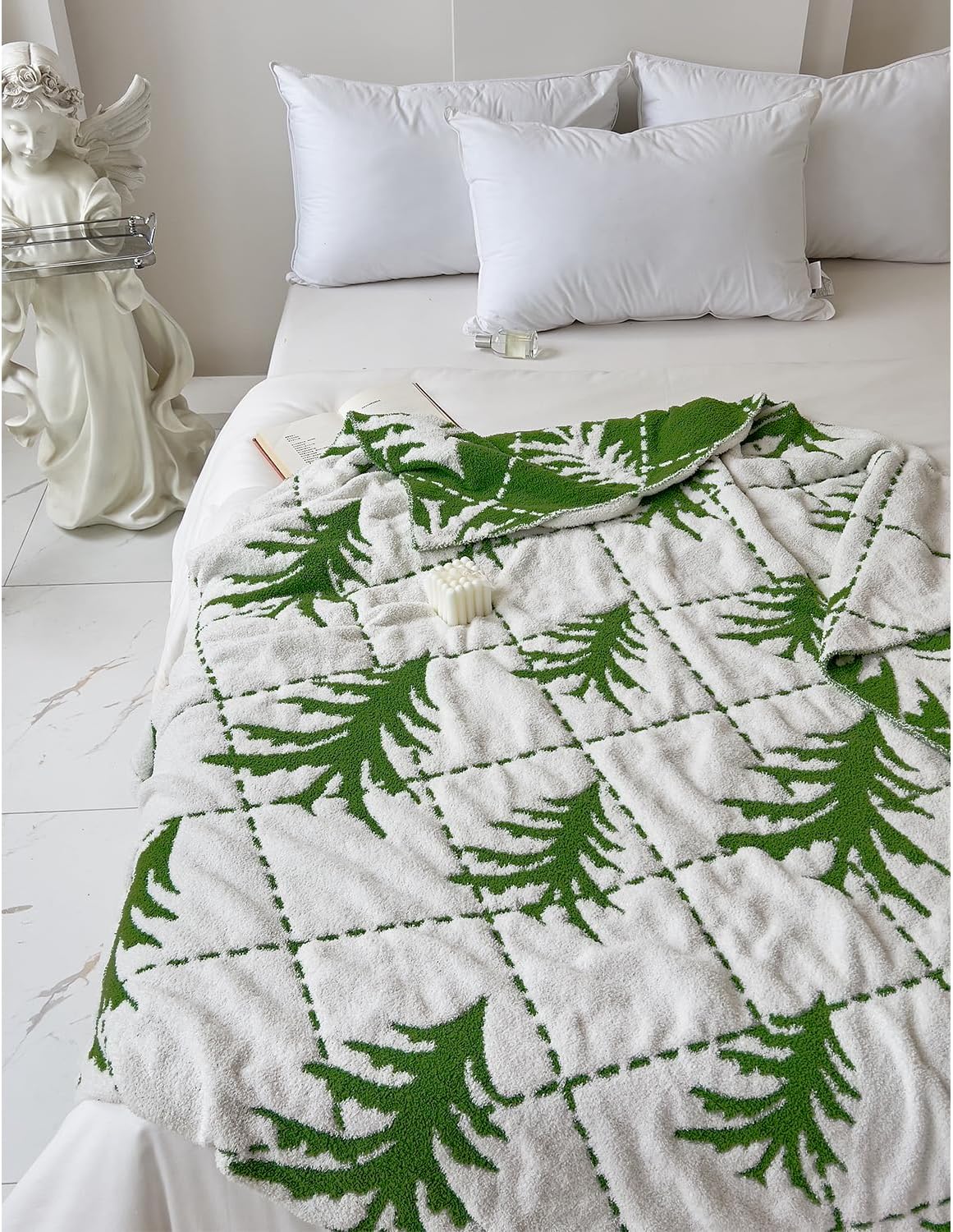 REPRECONF ZASTION Plaid Throw Blanket Ultra Soft Cozy Microfiber Knitted Lightweight Fleece Blanket for Couch Bed Travel Cream 130cm x 150cm