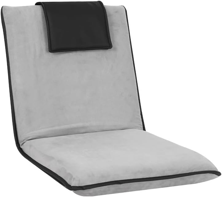 Artiss 2X Floor Chair, Adjustable Futon Lounge Sofa Bed Cushions Recliner Folding Stadium Chairs Cushion Couch Bed Outdoor Bedroom Living Room Furniture, Soft Backrest Easy Carry Space Saving Grey