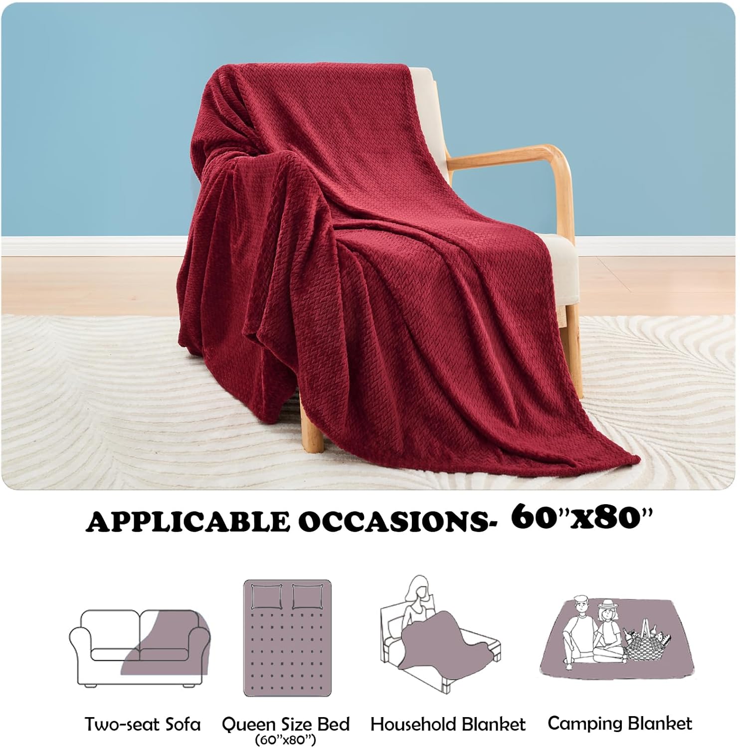 NEWCOSPLAY Super Soft Throw Blanket Deep Purple Rainbow Premium Silky Flannel Fleece Leaves Pattern Lightweight Bed Blanket All Season Use (Deep Purple Rainbow, Throw(50x60))