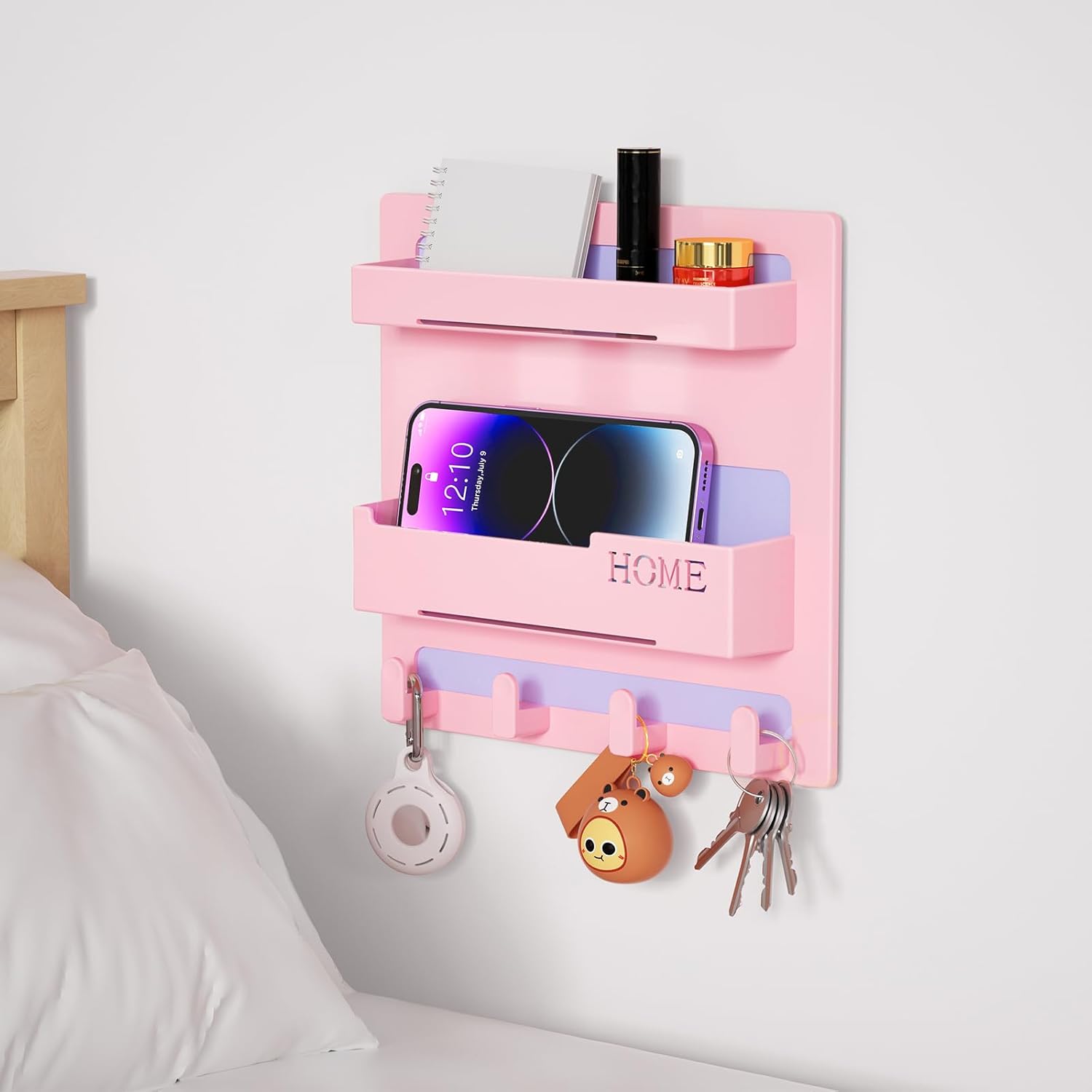 Floating Shelves for Bedside Shelf Accessories Organizer, Wall Mount Self Stick On, Cute Room Decor Aesthetic, Girls Room Decor, Cool Stuff For Bedroom Storage And Organization, Bedside Wall Organizer