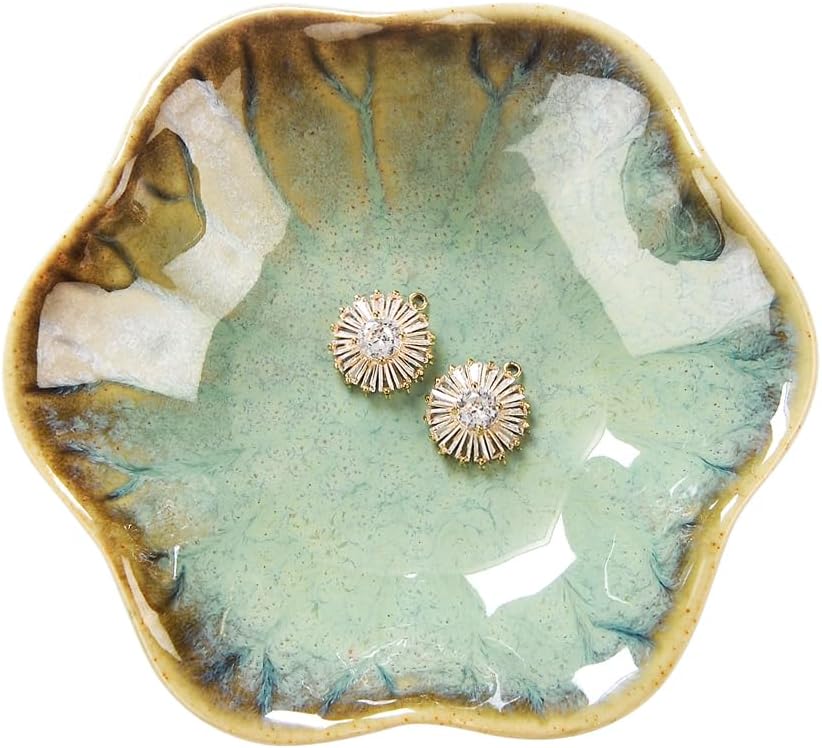 Lotus Leaf Shape Decorative Ring Tray, Small Key Bowl, Ceramic Trinket Tray Jewelry Dish Organizing Necklace Earrings, Home Decoration for Mom Best Friend Sister, Pink.