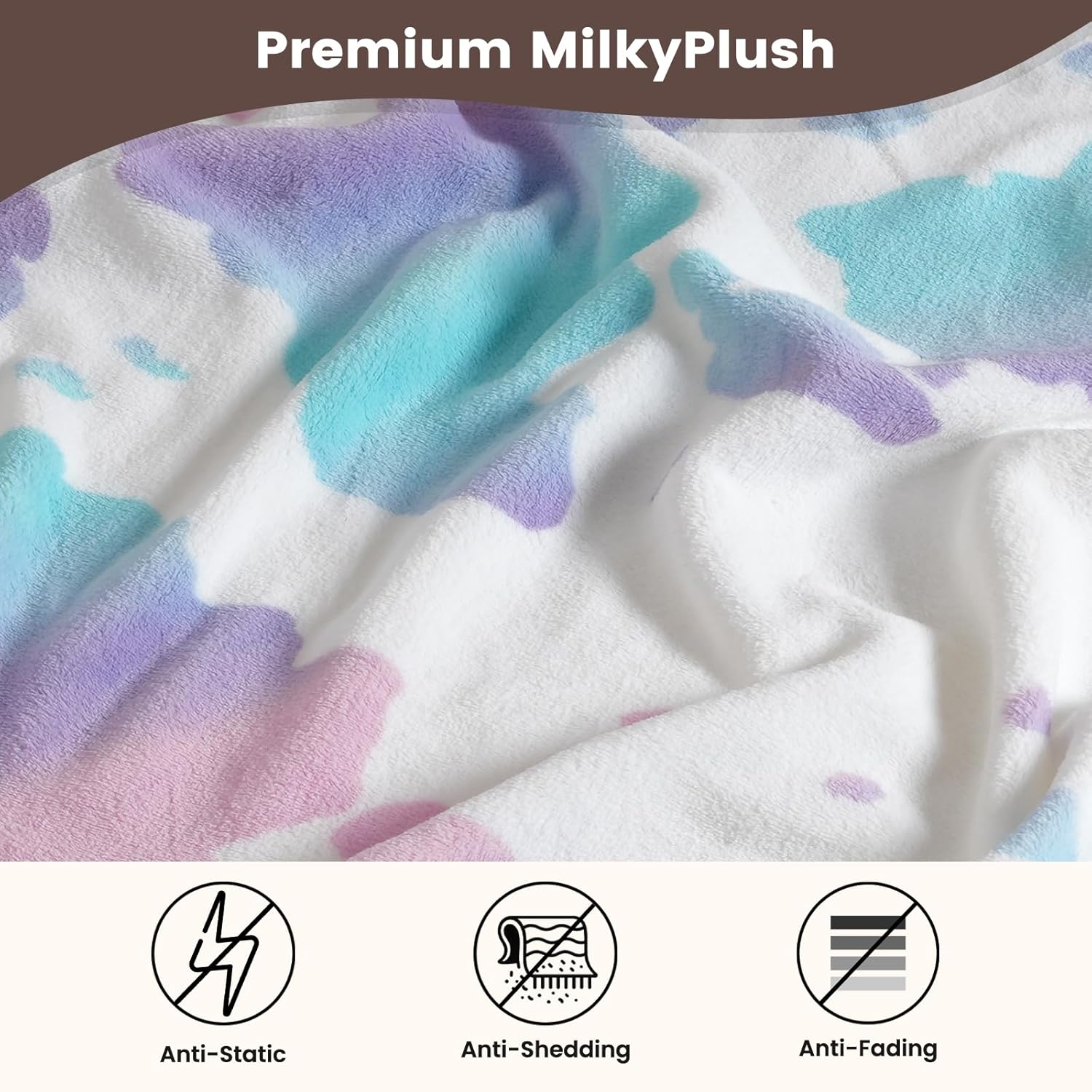 Cozy Bliss Cow Print Fuzzy Throw Blanket for Couch - Thick Soft Warm Non Shedding Fleece Blankets for Western Décor Room, for Kids, Women Men Girls, Teal Blue 50*60