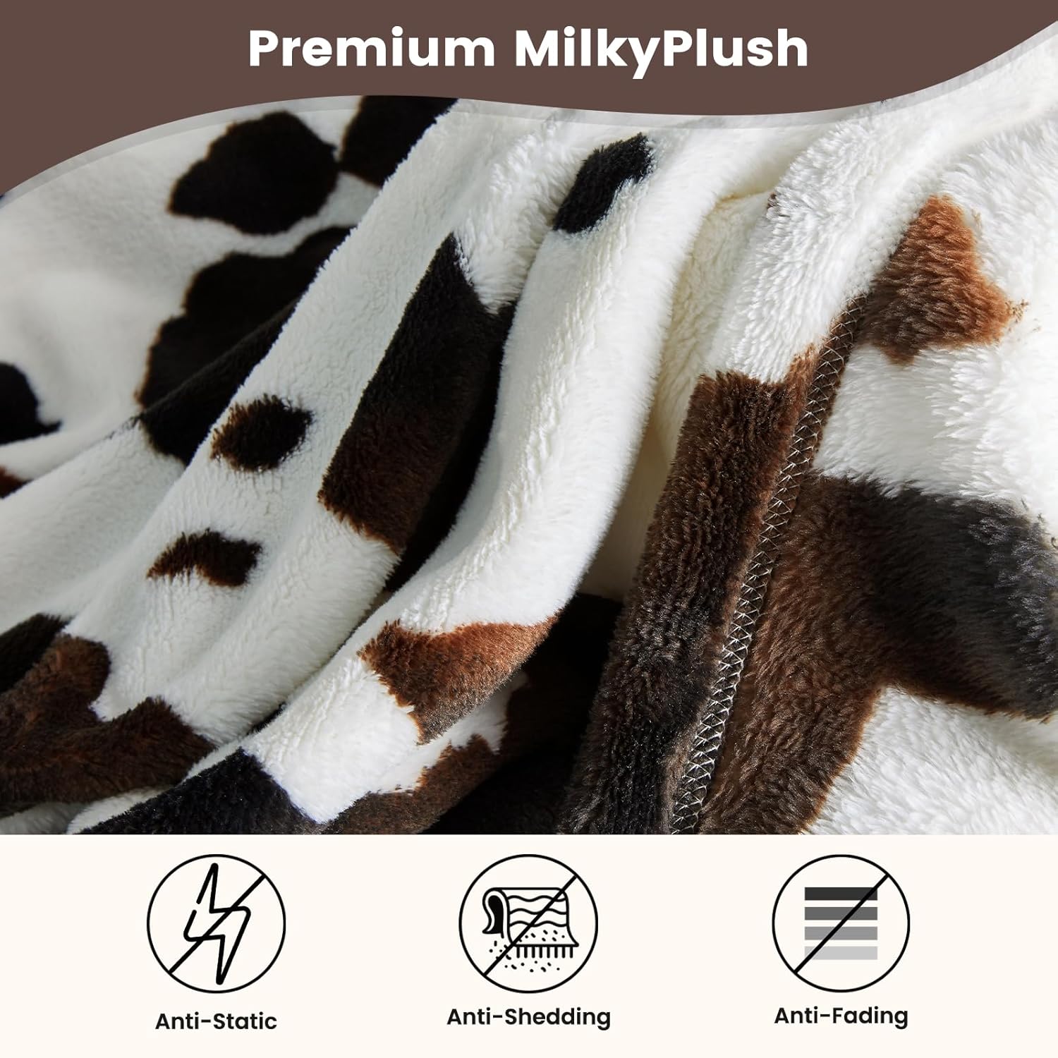 Cozy Bliss Cow Print Fuzzy Throw Blanket for Couch - Thick Soft Warm Non Shedding Fleece Blankets for Western Décor Room, for Kids, Women Men Girls, Teal Blue 50*60