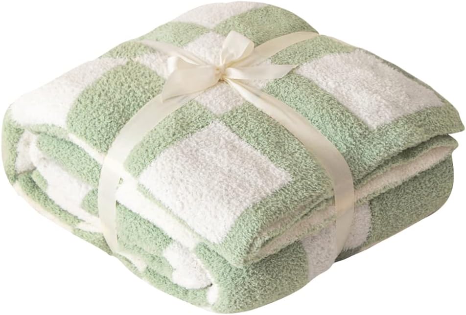 REPRECONF ZASTION Plaid Throw Blanket Ultra Soft Cozy Microfiber Knitted Lightweight Fleece Blanket for Couch Bed Travel Cream 130cm x 150cm