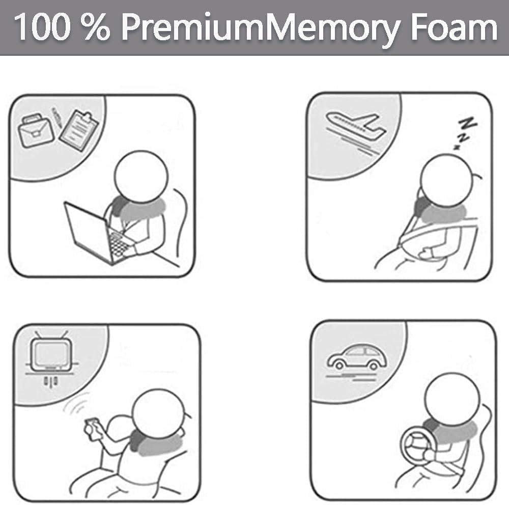 MUSONG Memory Foam Travel Neck Pillow – U-Shaped Portable Headrest for Airplane, Car, Office or Home – Soft Adjustable Pillow for Sleeping Support During Flights and Trips