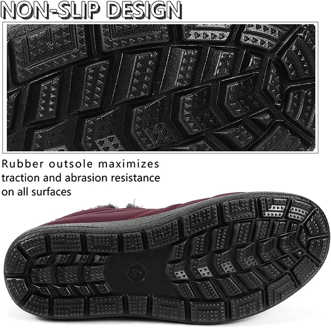 Gaatpot Women Winter Warm Snow Boots Ladies Slip On Water-resistant Outdoor Fur Lined Ankle Booties Shoes Size 3-9