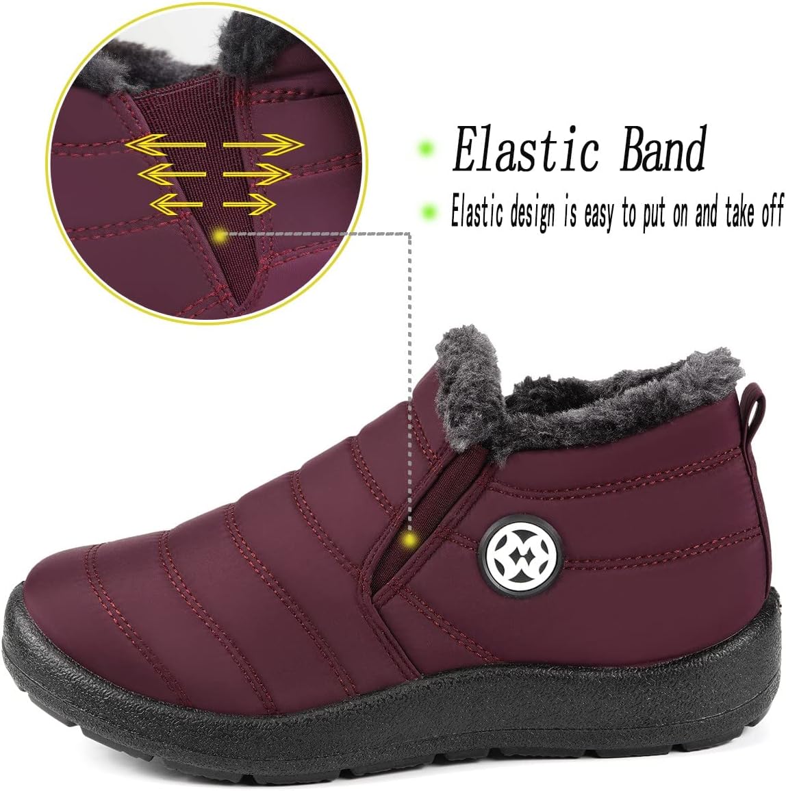 Gaatpot Women Winter Warm Snow Boots Ladies Slip On Water-resistant Outdoor Fur Lined Ankle Booties Shoes Size 3-9