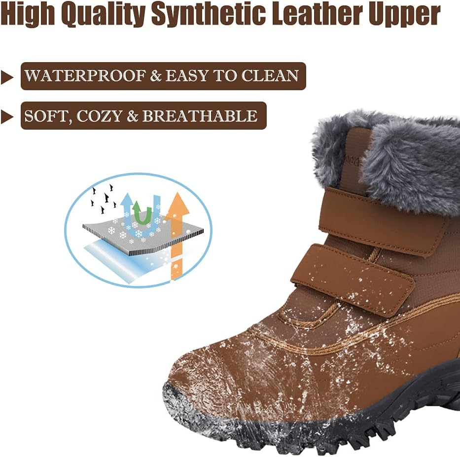 DRECAGE Winter Ankle Snow Boots with Warm Fur Lining Waterproof Women Warm Hiking Booties Anti Slip Shoes