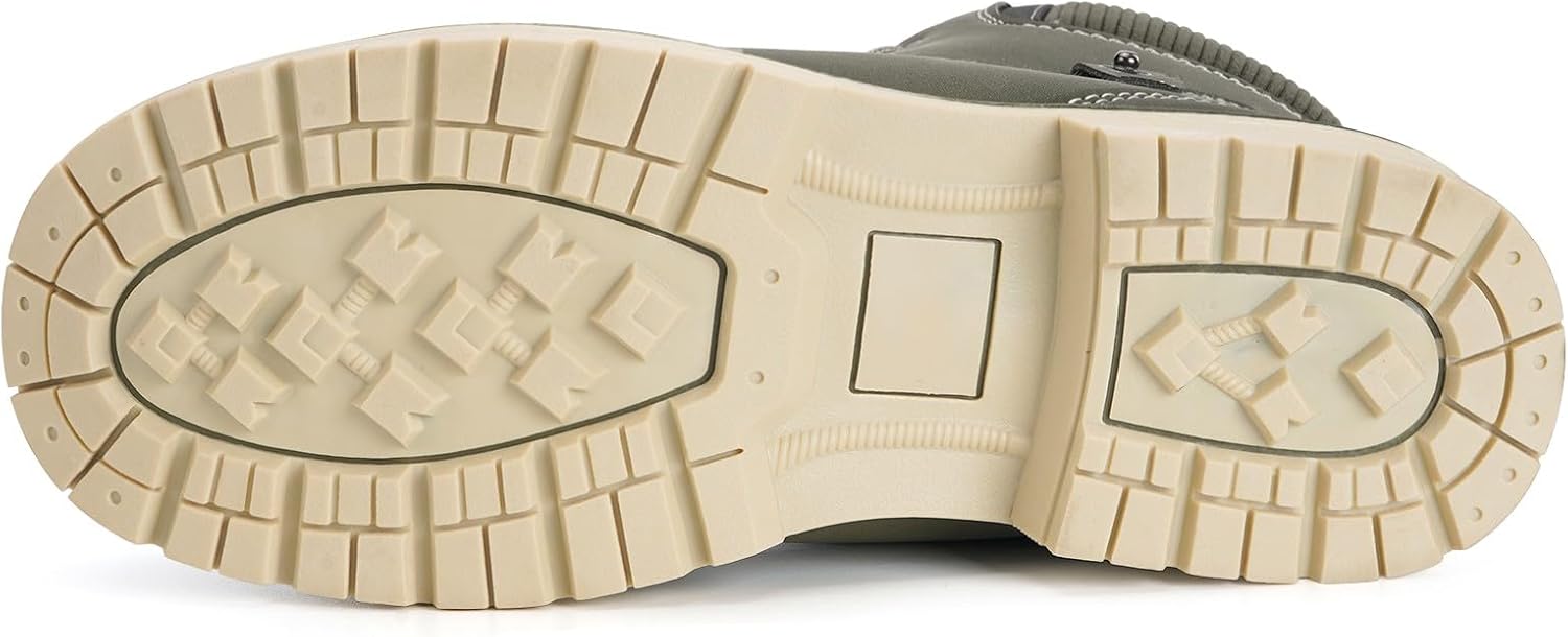 Snow Boots Womens Mens Winter Flat Ankle Boots Warm Fur Lined Fashion Combat Leather Shoes Casual Work Walking Hiking Lace Up Outdoor Trainer Urban