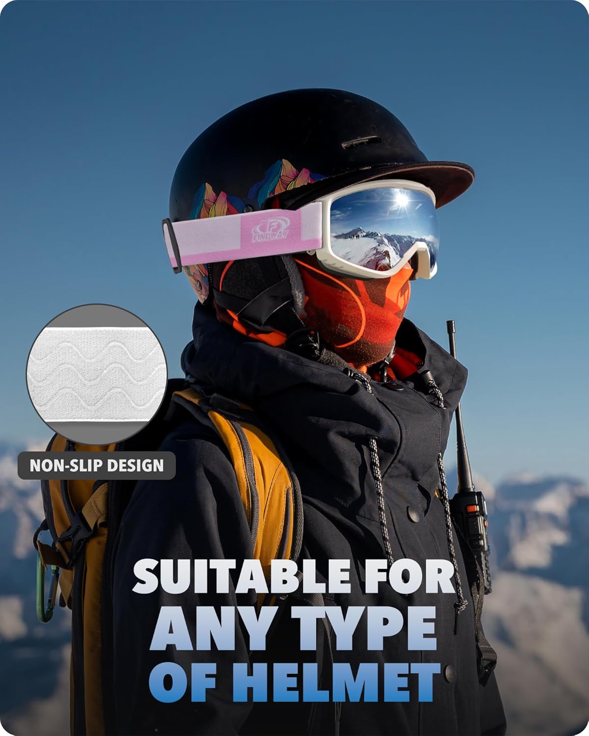 Findway Ski Goggles For Women Men Youth Teen, Snowboarding Goggles Over Glasses Compatible Helmet, Anti-fog UV Protection, Anti-glare Skiing Goggles, For Skiing Snowboarding