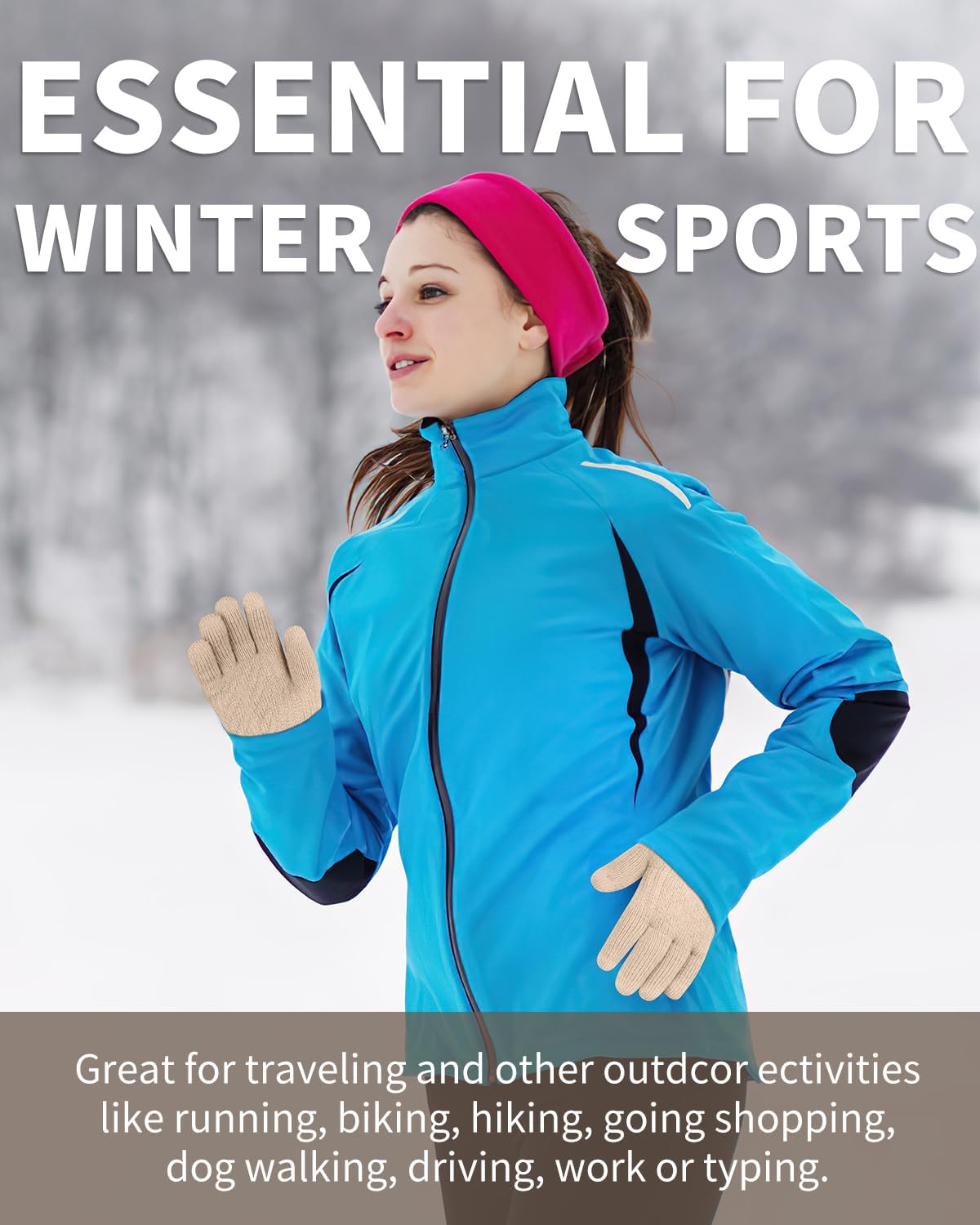 ARFNKIM Thermal Winter Gloves-Fleece Lining Touch Screen Knit Stretchy Warm Gloves for Running Cycling Riding- Men Women