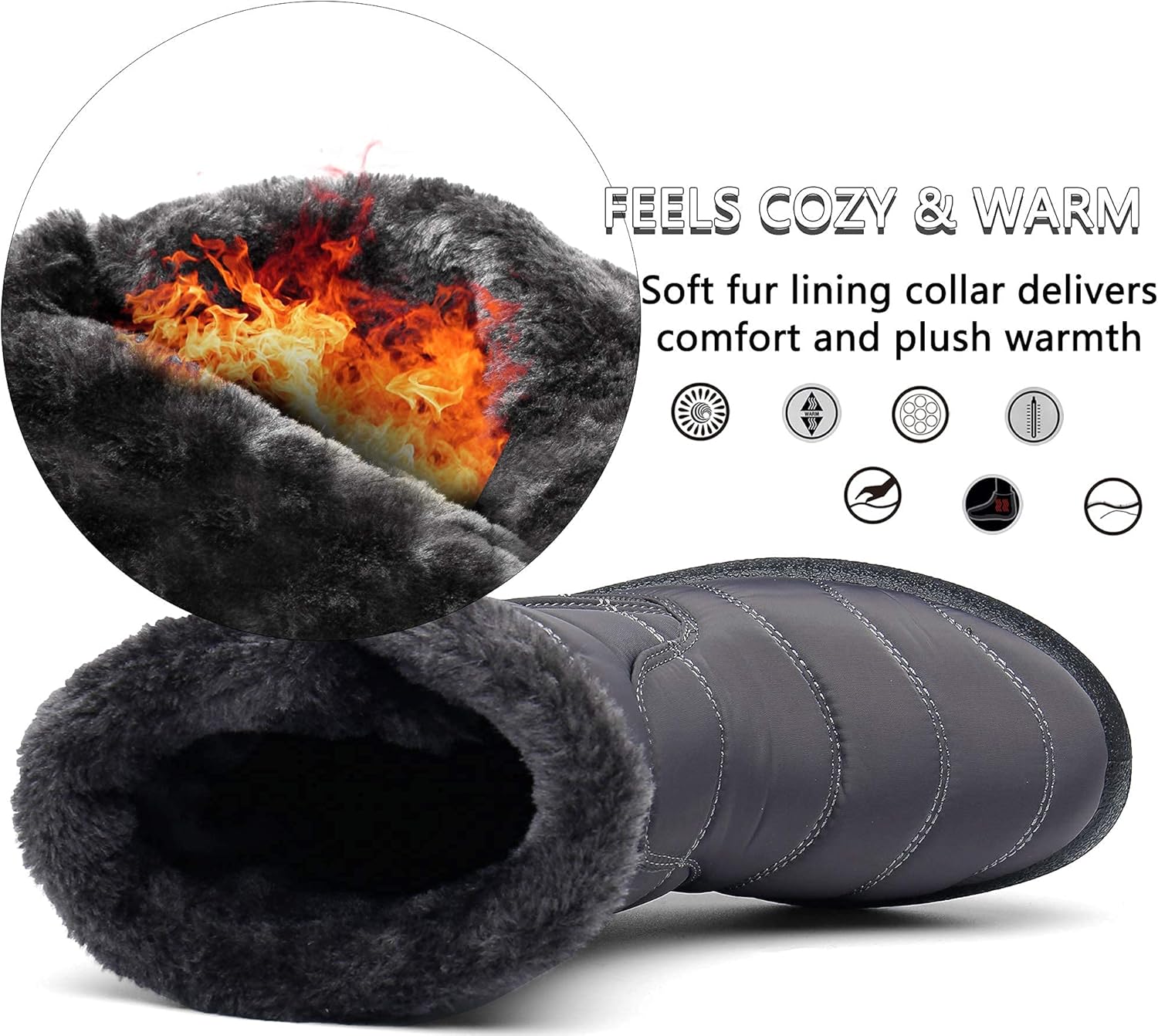 Gaatpot Women Winter Warm Snow Boots Ladies Slip On Water-resistant Outdoor Fur Lined Ankle Booties Shoes Size 3-9