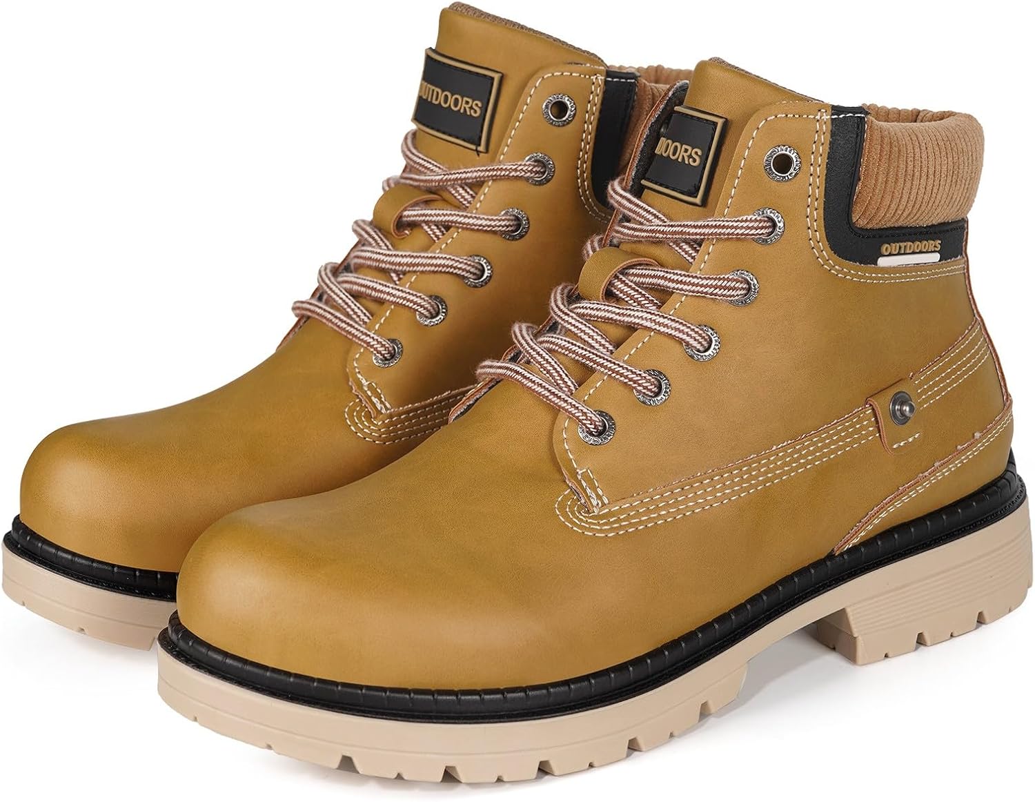 Snow Boots Womens Mens Winter Flat Ankle Boots Warm Fur Lined Fashion Combat Leather Shoes Casual Work Walking Hiking Lace Up Outdoor Trainer Urban