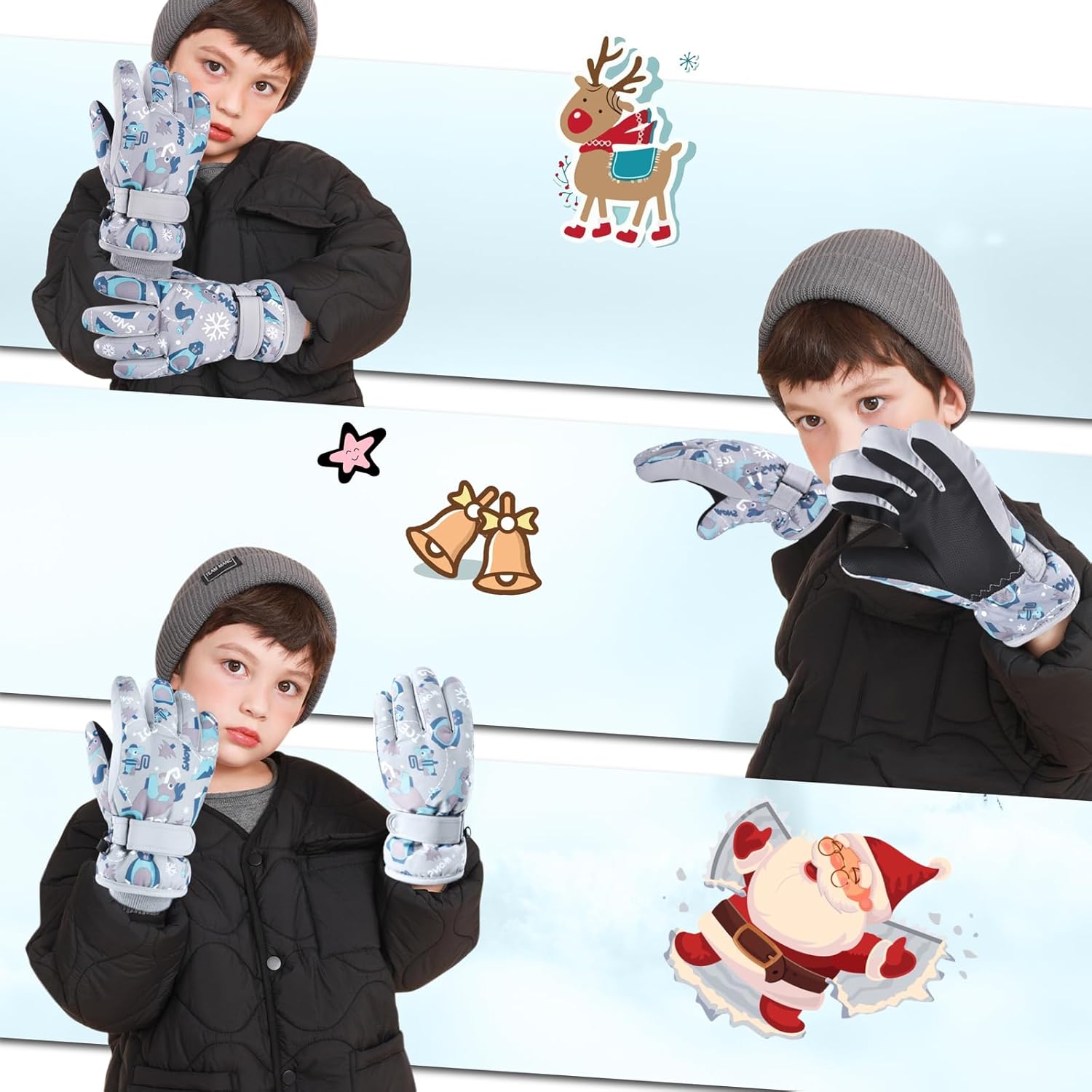 Triwonder Waterproof Mittens for 3-12 Years Old Kids Outdoor Warm Gloves Snow Mitts Winter Ski Gloves