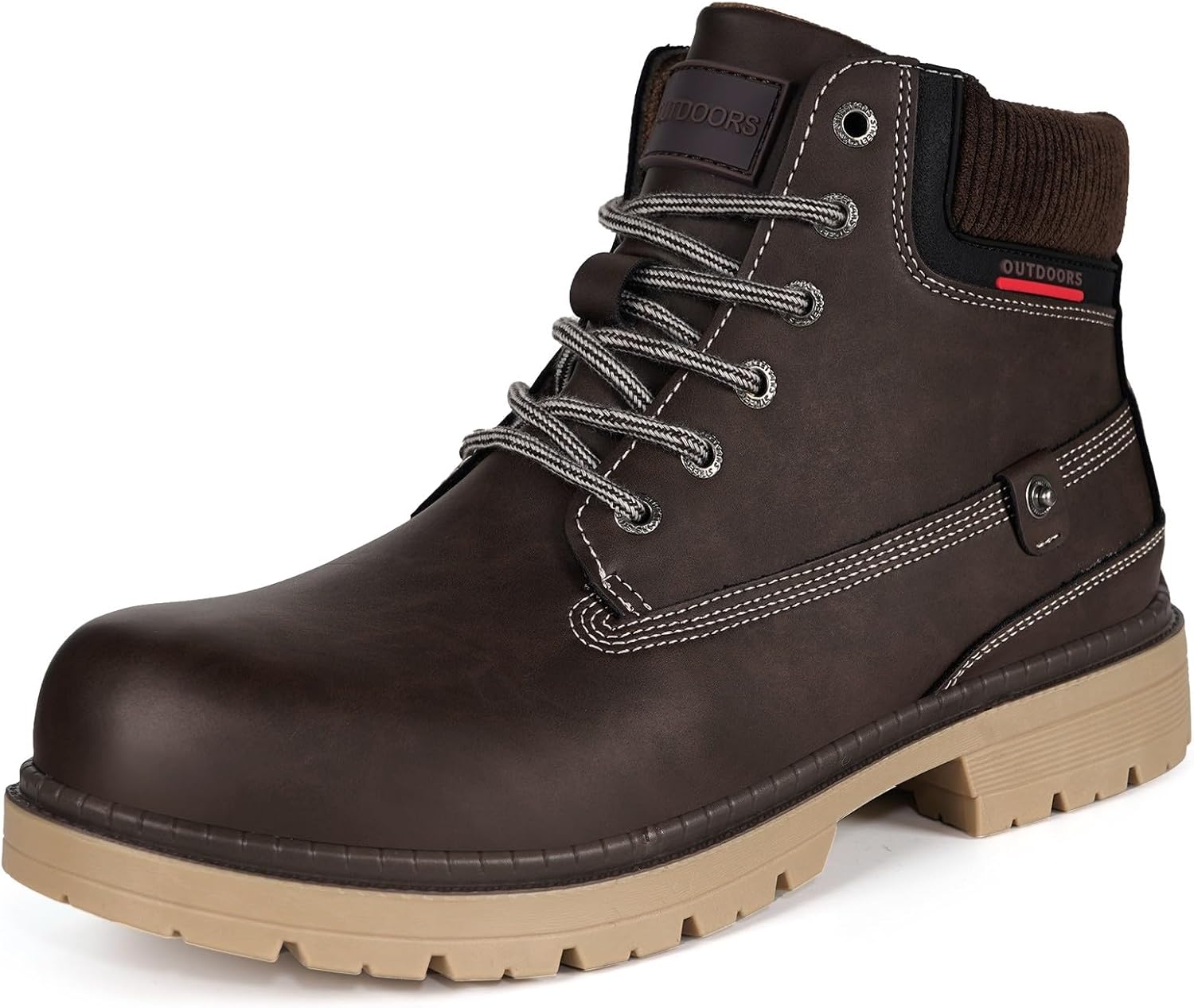 Snow Boots Womens Mens Winter Flat Ankle Boots Warm Fur Lined Fashion Combat Leather Shoes Casual Work Walking Hiking Lace Up Outdoor Trainer Urban