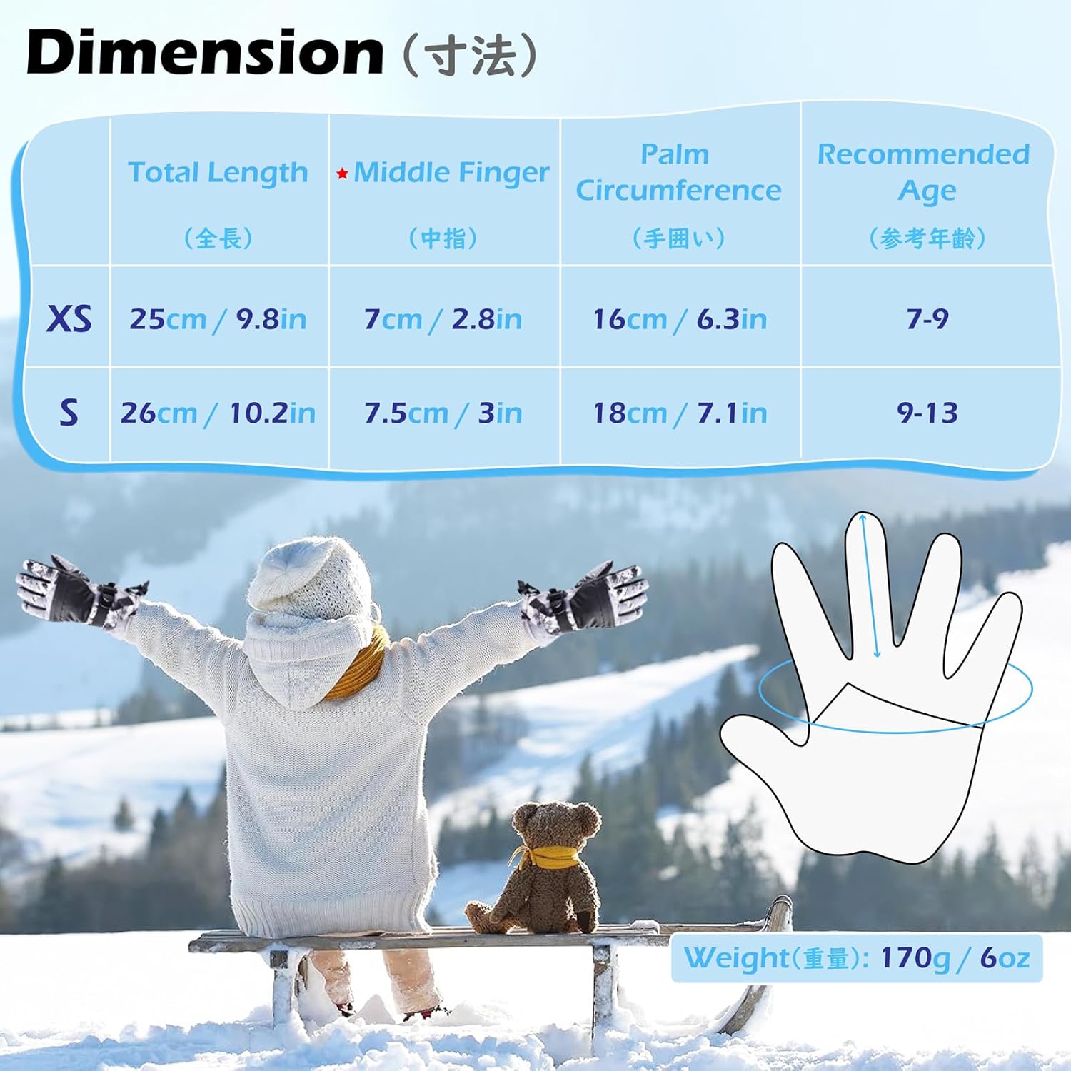 TRIWONDER Ski Gloves Kids Cold Weather Winter Warm Gloves Windproof Thermal Fleece Outdoor Snowboard Snow Gloves Mittens for Boys Girls Children